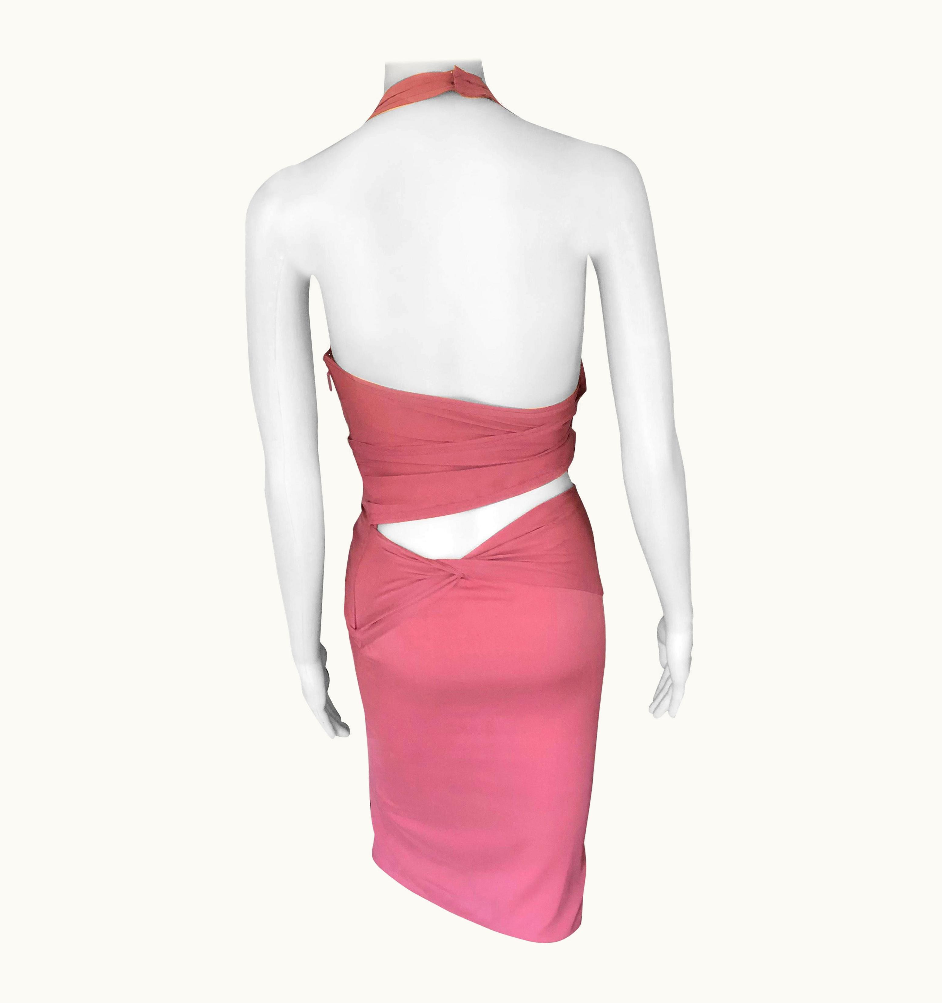 Gucci Gucci S/S 2005 Plunging Halter Cutout Back Silk Dress