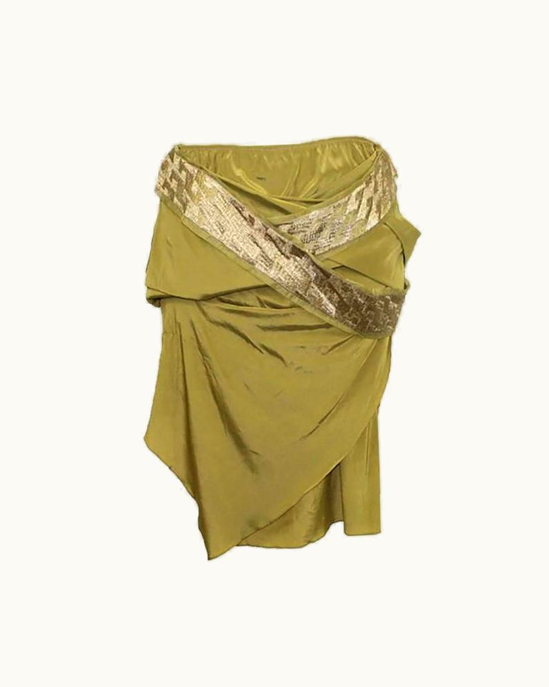 Gucci Gucci Spring 2005 WS/S Tags Green Silk Draped Skirt