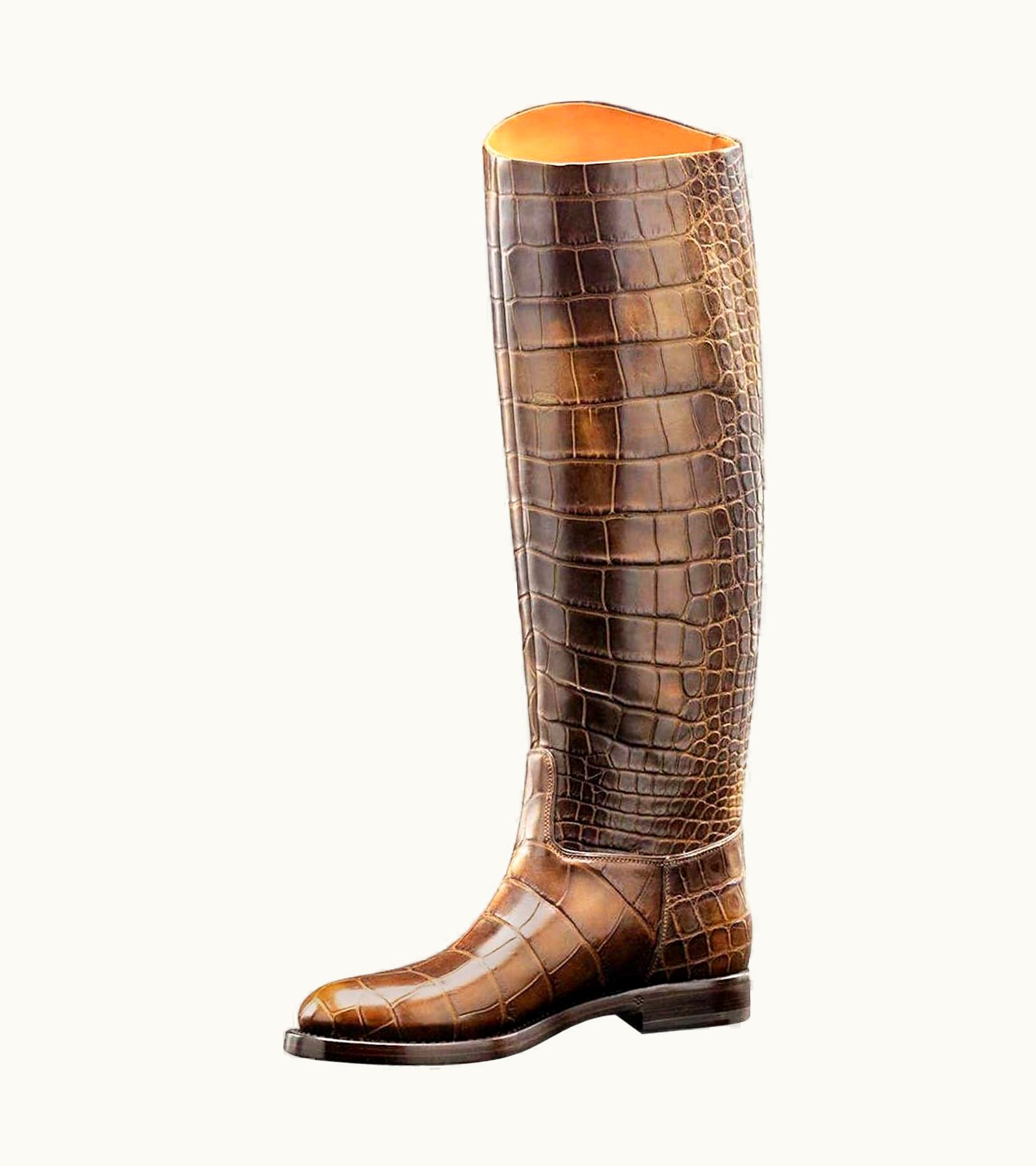 Gucci Gucci Exotic Crocodile Skin 1921 Collection Crest Riding Style Boots