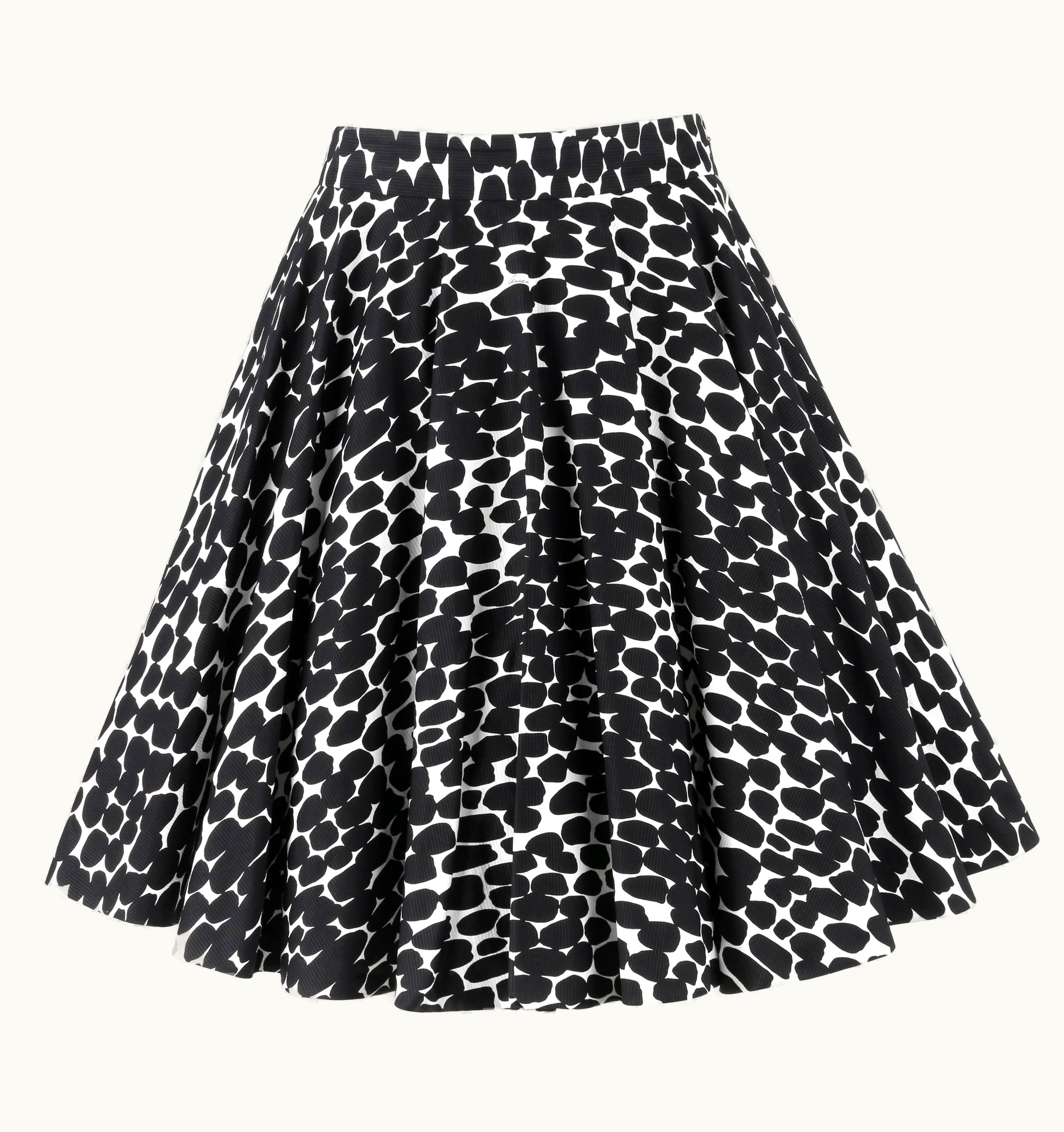 Gucci Gucci Resort 2008 Black & White Abstract Polka Dot Knee Length Circle Skirt