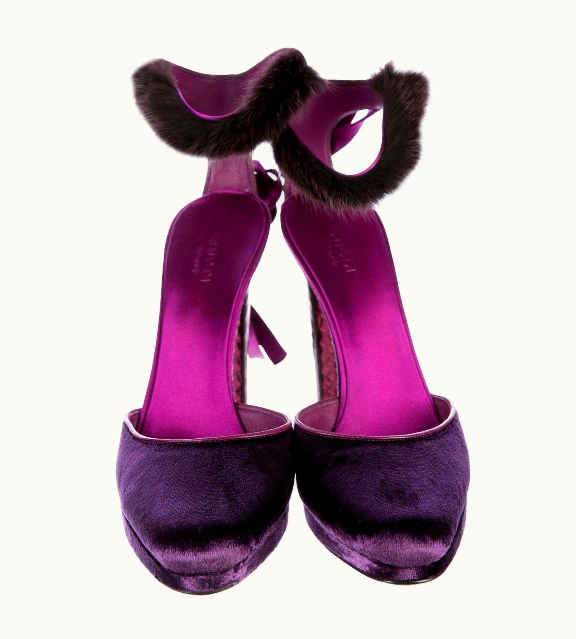 Gucci Tom Ford For Gucci Farewell Collection Mink Python Velvet Heels UZ0575039