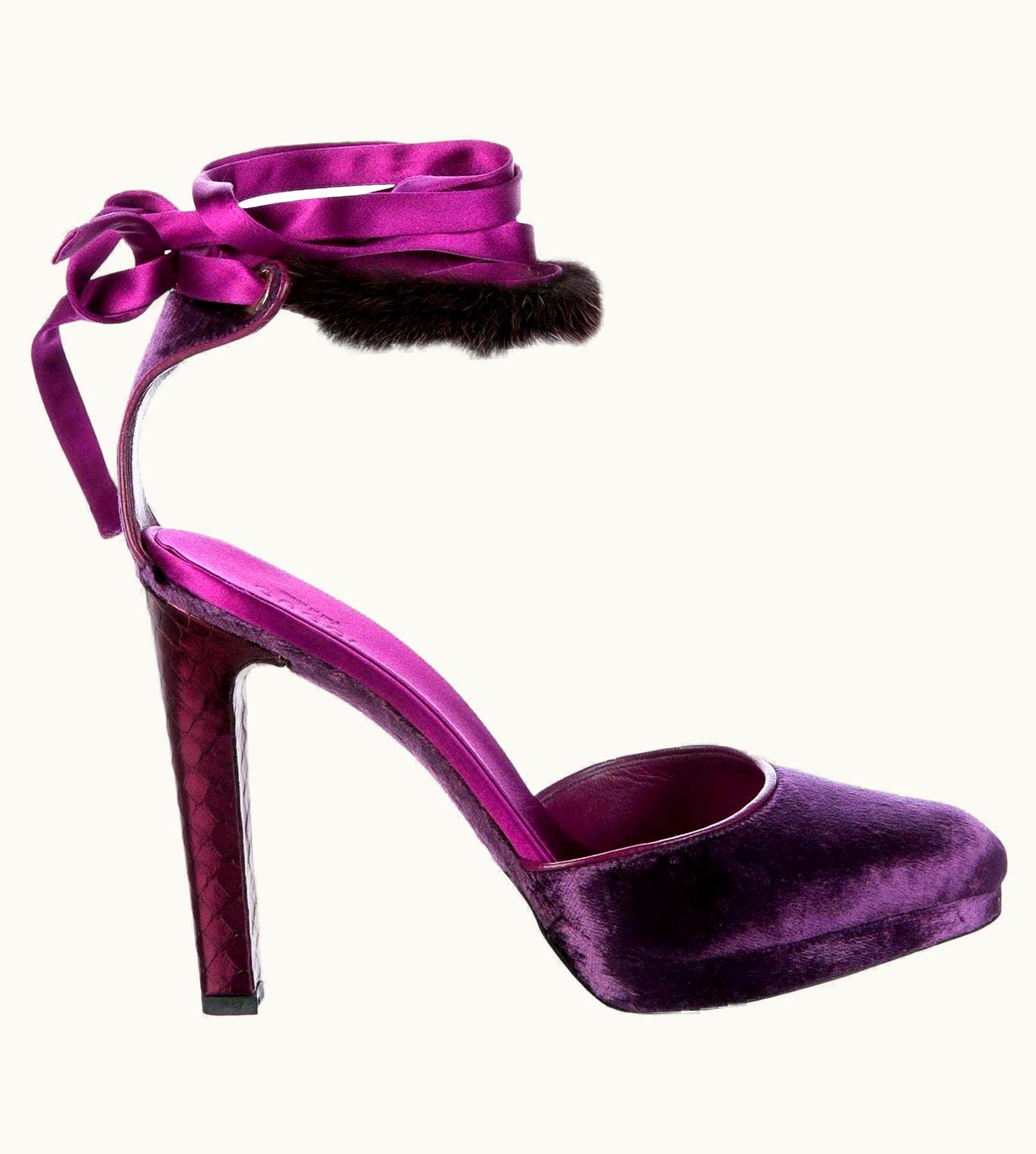 Gucci Tom Ford For Gucci Farewell Collection Mink Python Velvet Heels UZ0575040