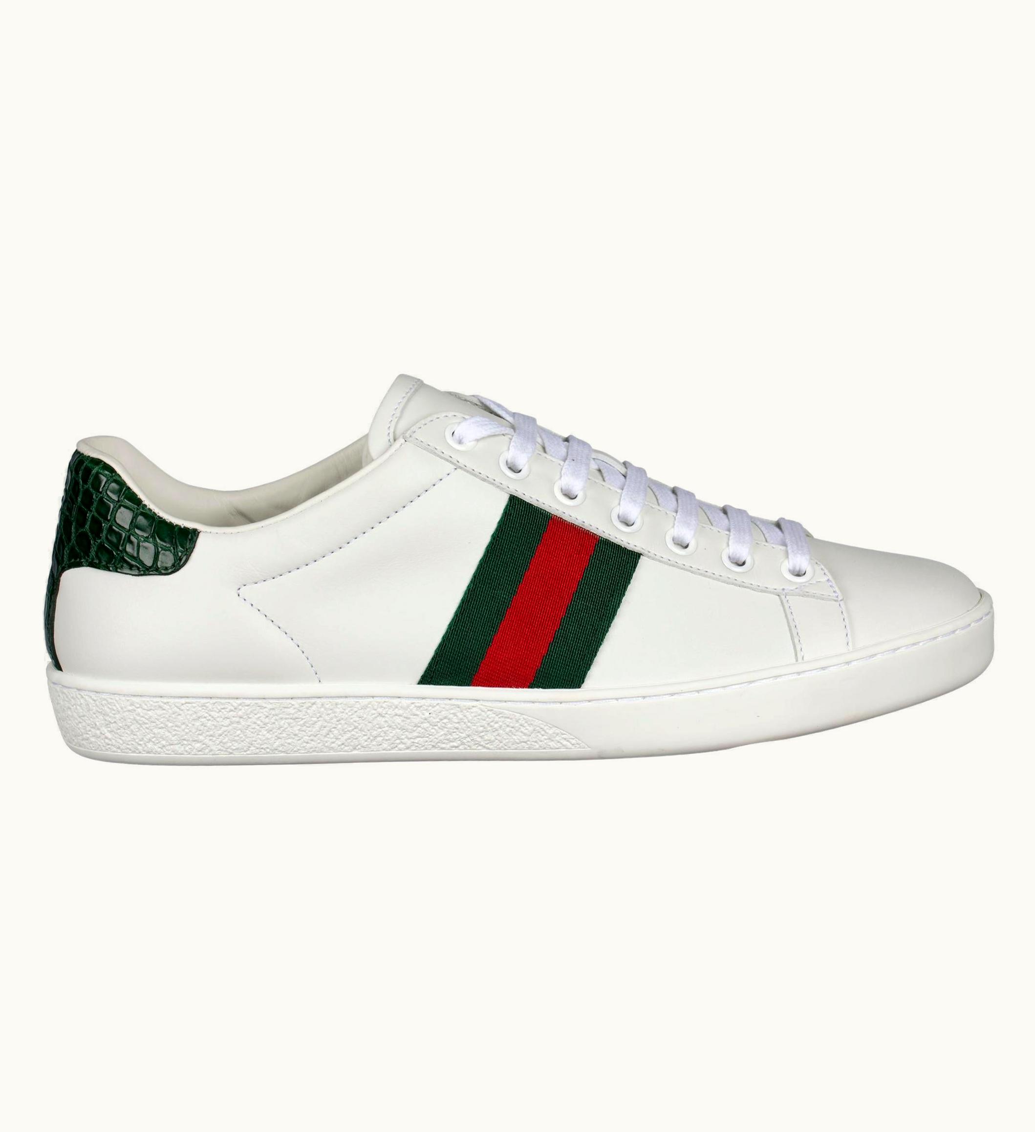 Gucci Gucci Ace Sneaker White Green & Red Stripe 38 It