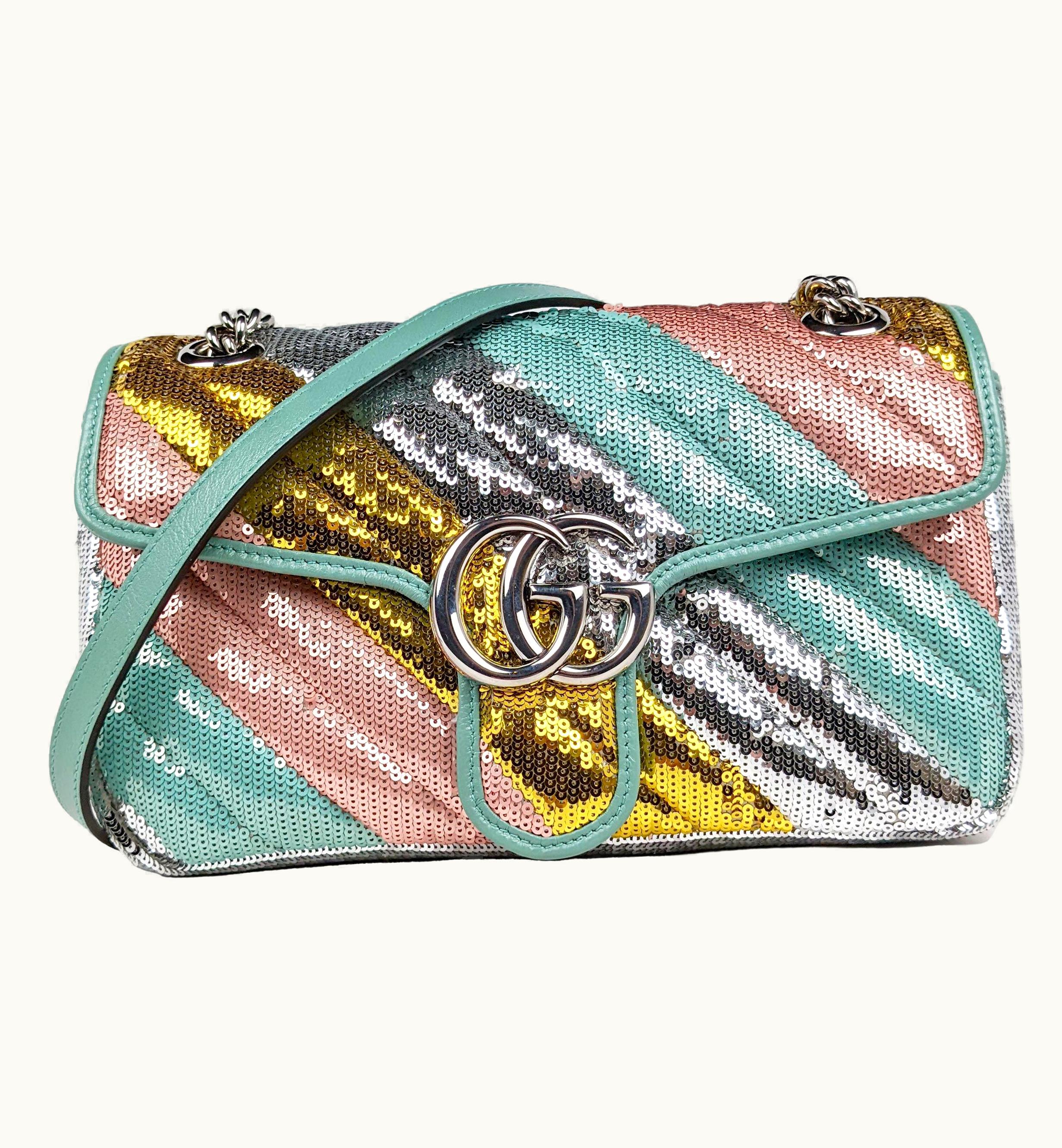 Gucci Gucci Marmont Gg Sequin Small Multicolored Rainbow Shoulder Bag