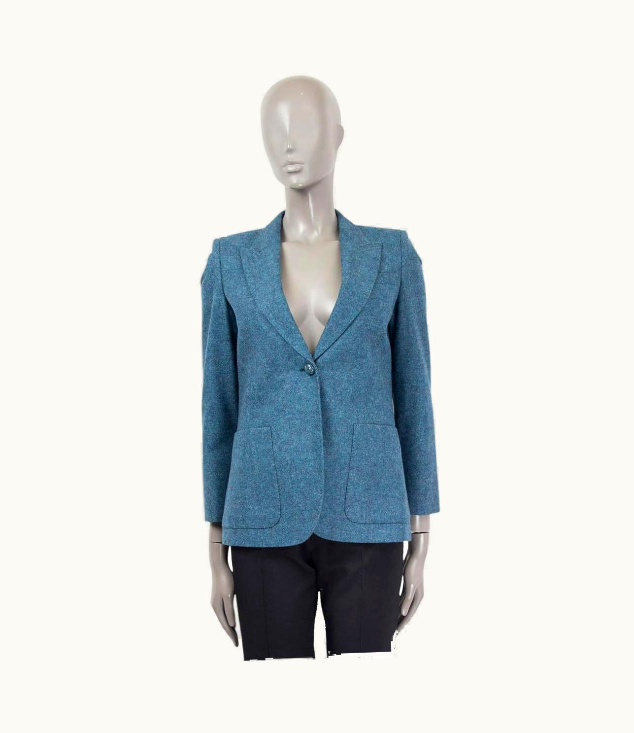 Gucci Gucci Petrol Blue Wool Tweed Blazer Jacket