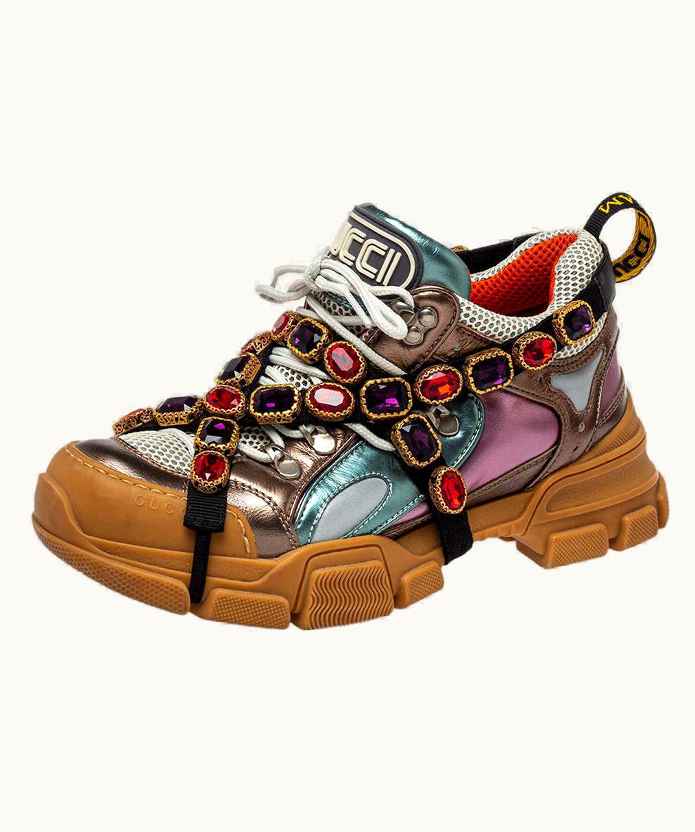 Gucci Gucci Multicolor Leather And Mesh Flashtrek Sneakers