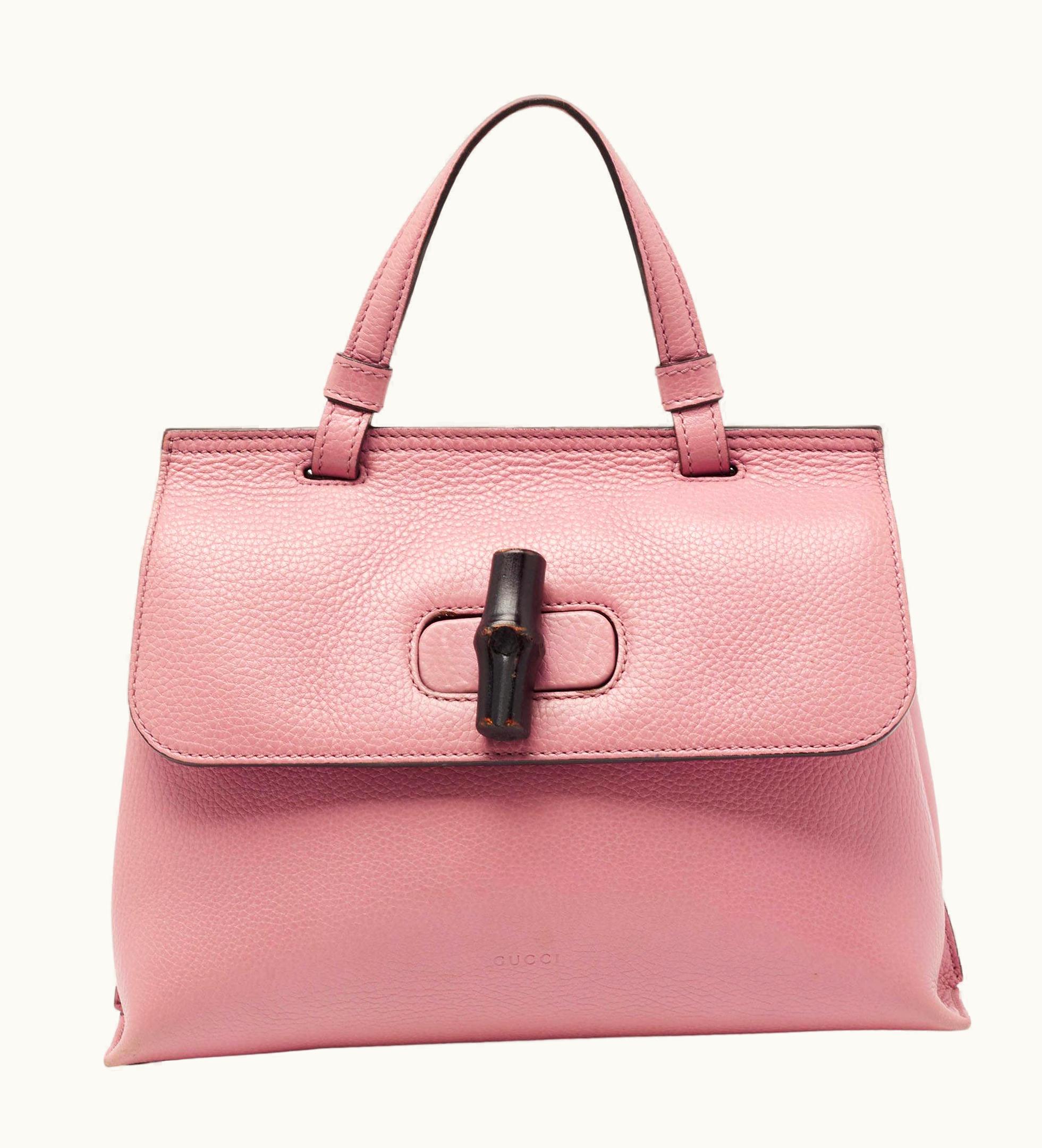 Gucci Gucci Pink Leather Small Bamboo Daily Top Handle Bag UZ0575089