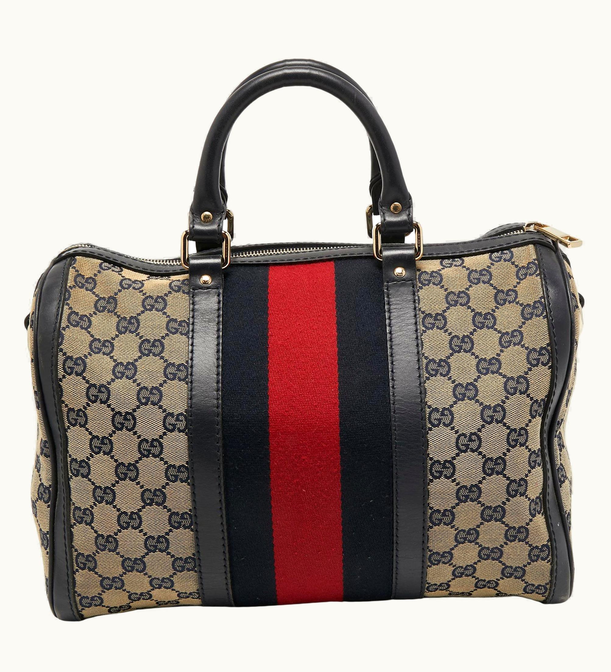 Gucci Gucci Beige/Blue Gg Canvas Joy Web Boston Bag