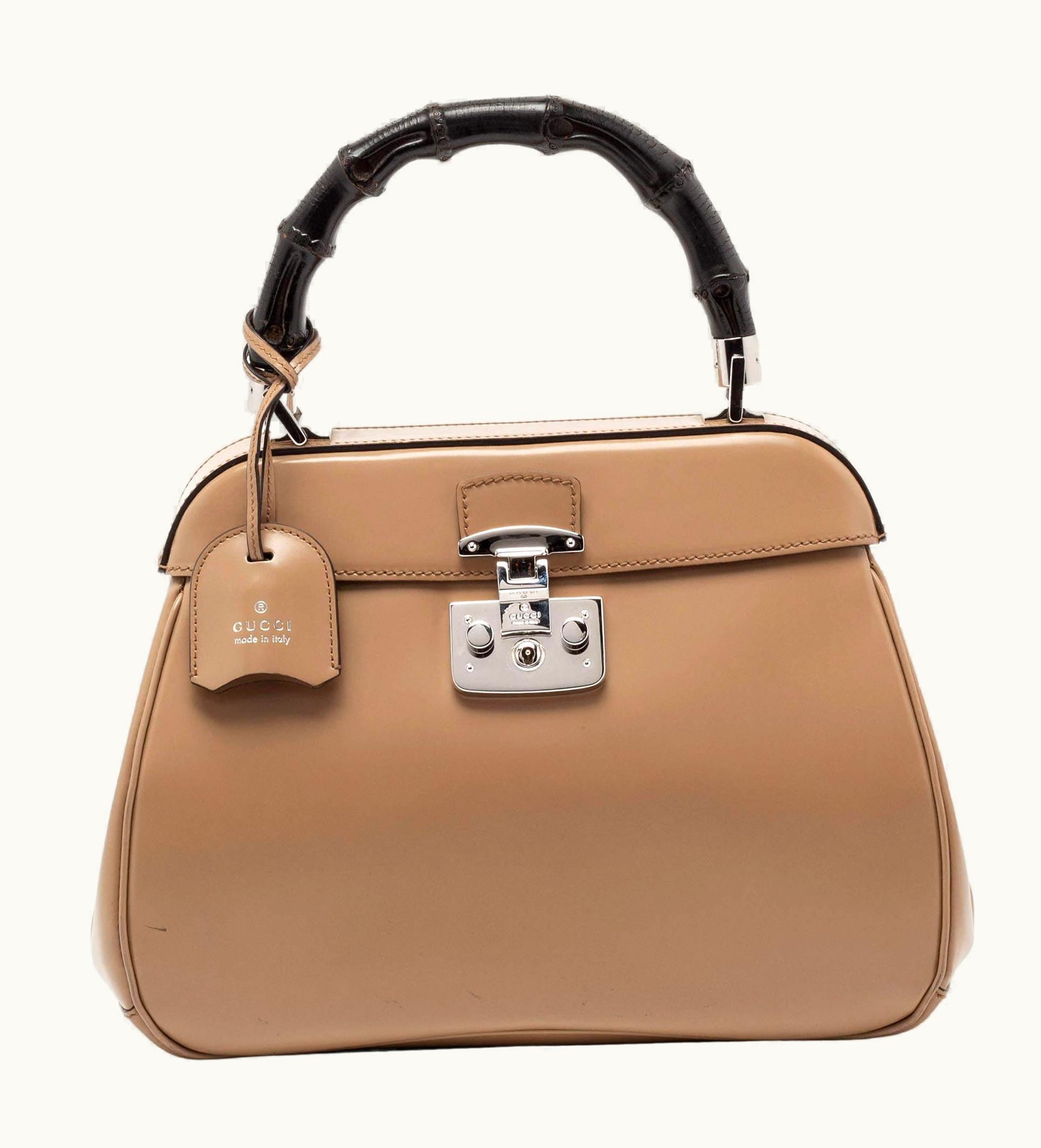 Gucci Gucci Beige Leather Lady Lock Bamboo Top Handle Bag UZ0575102