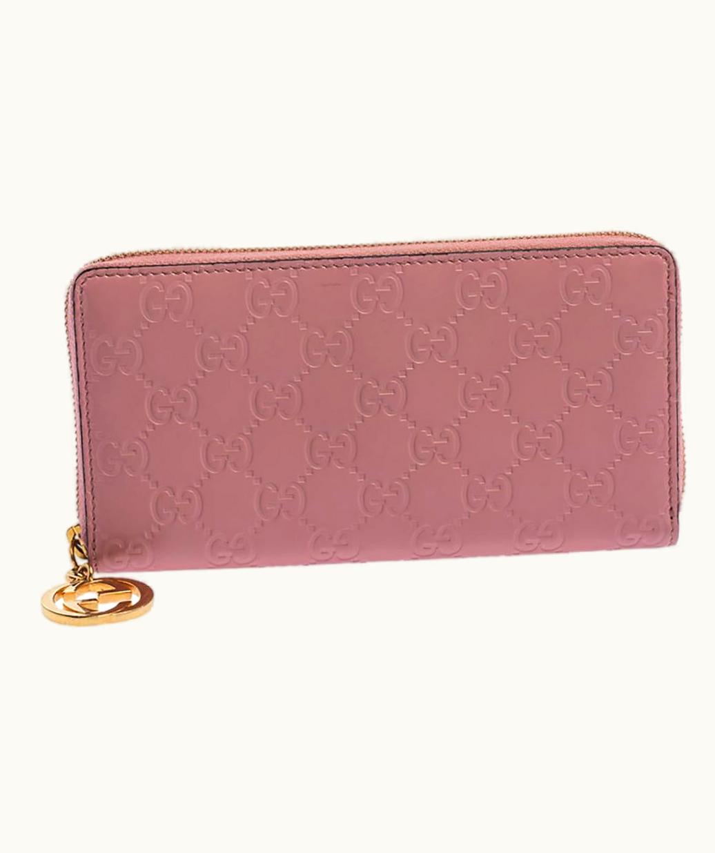 Gucci Gucci Pink Guccissima Leather Gg Icon Zip Around Wallet