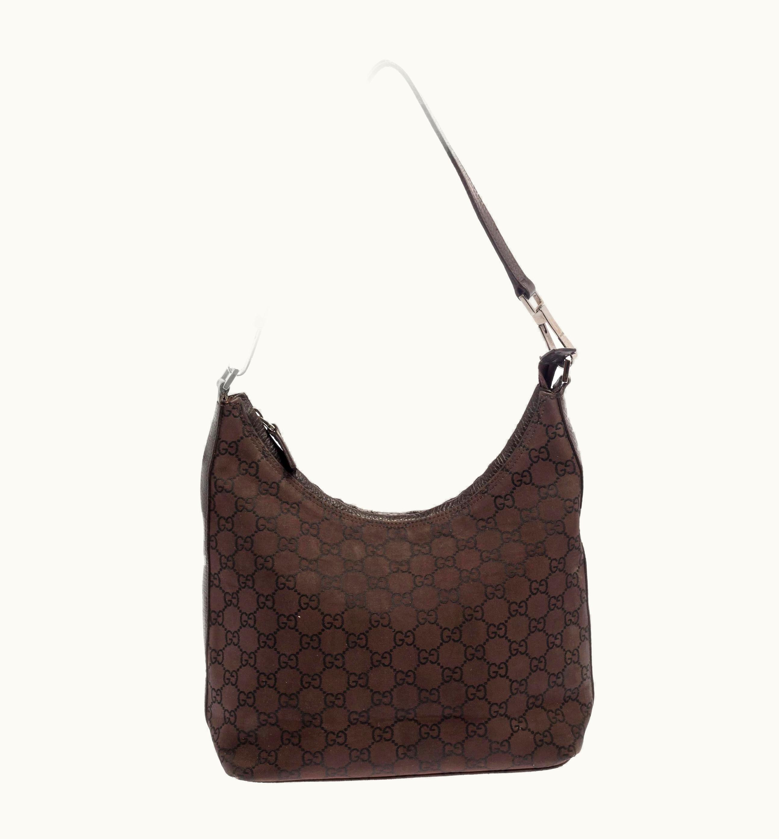 Gucci Gucci Brown Gg Canvas And Leather Top Zip Hobo