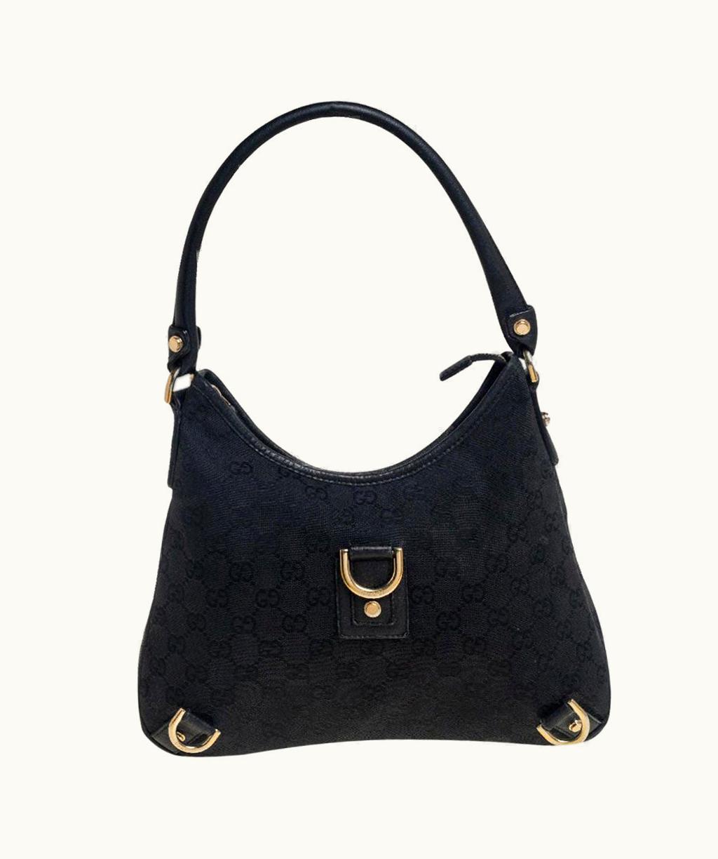 Gucci Gucci Black Gg Canvas Small Abbey D Ring Hobo