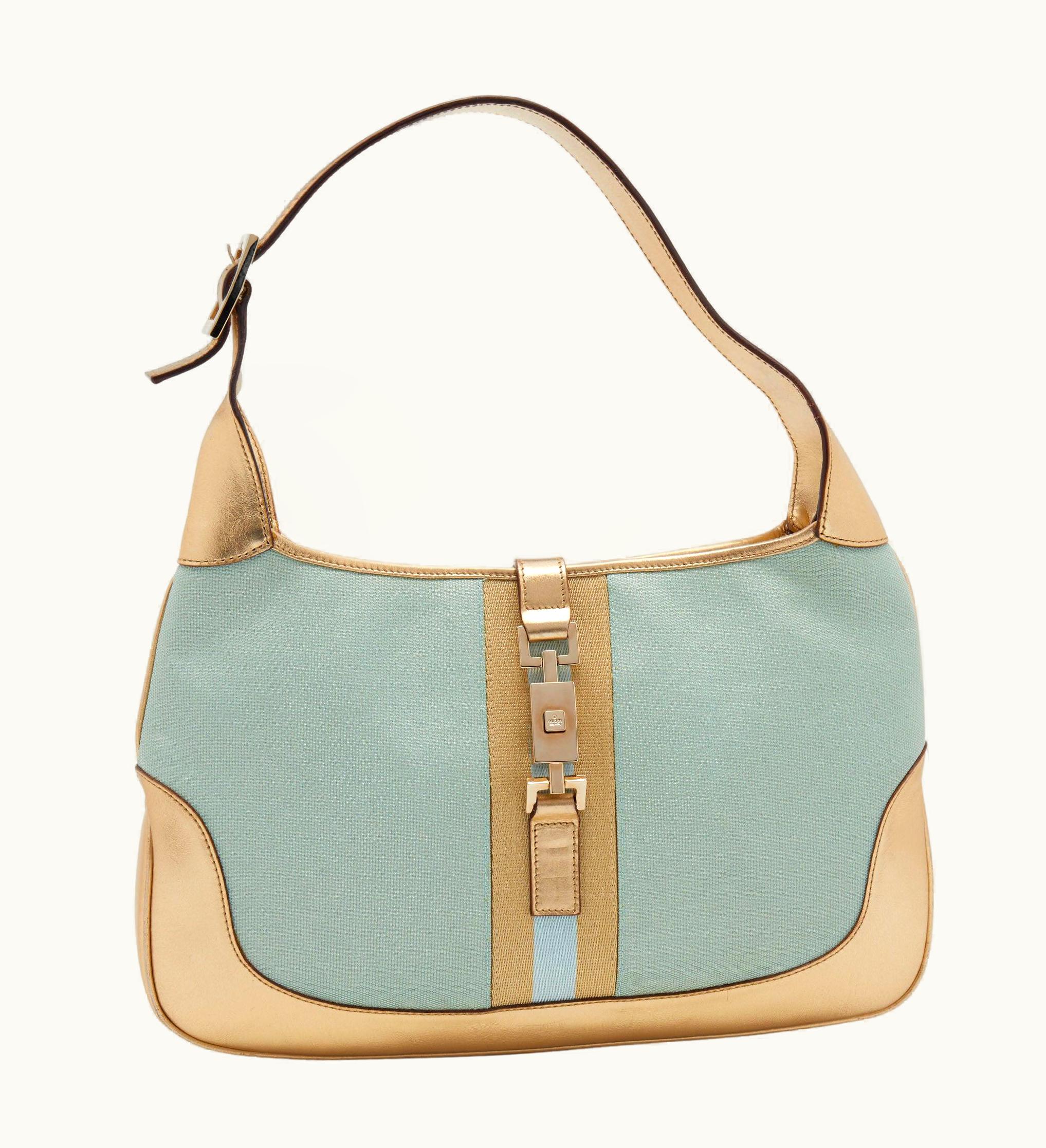 Gucci Gucci Blue/Gold Canvas And Leather Jackie O Hobo UZ0575133