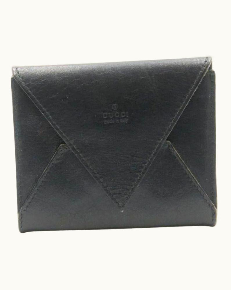 Gucci Gucci Black Calfskin Leather Envelope Pocket Card Holder Wallet