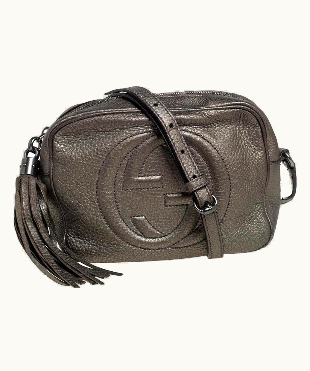 Gucci Gucci Metallic Olive Green Leather Soho Disco Crossbody Bag