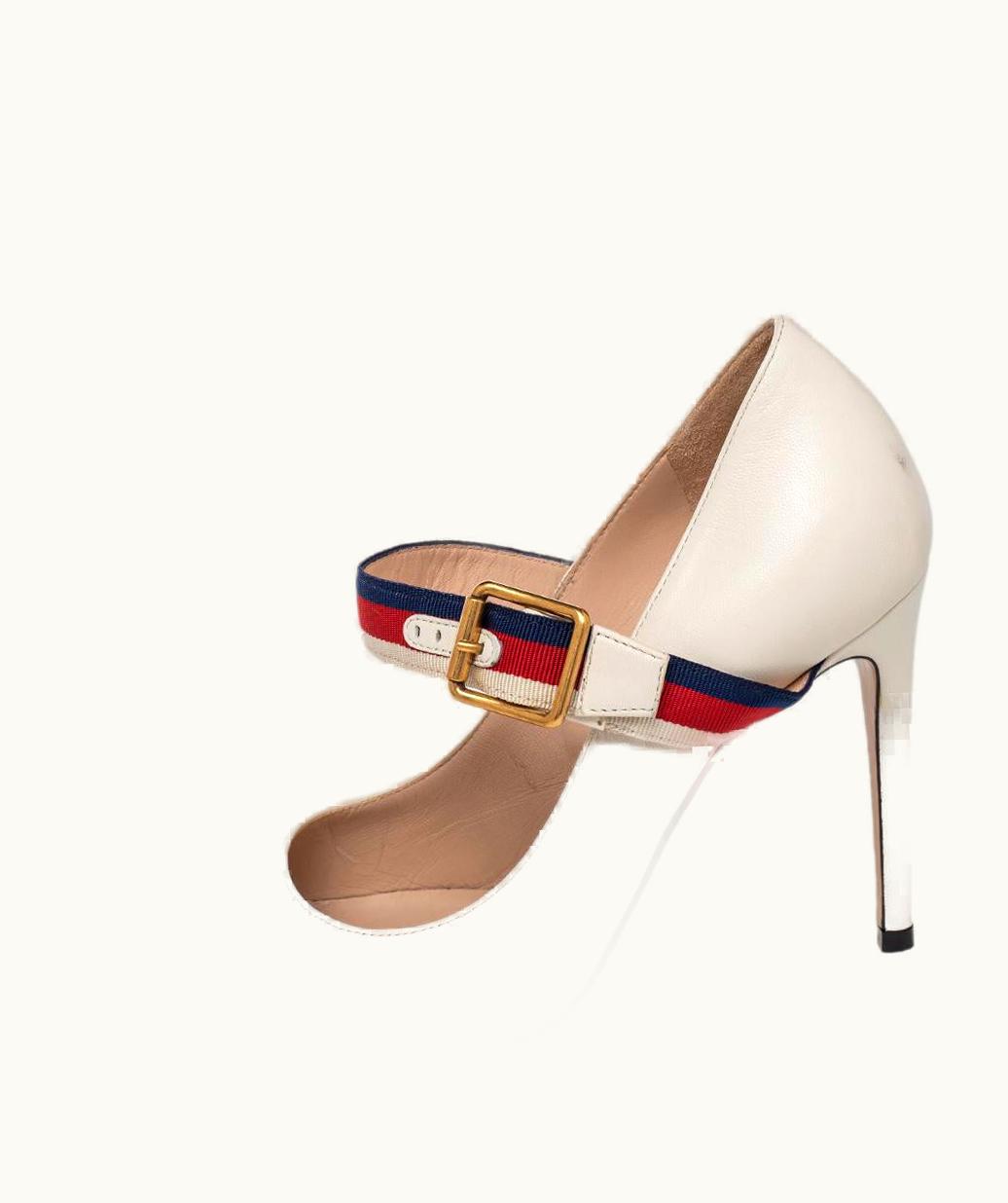 Gucci Gucci Cream Leather Sylvie Mary Jane Pumps