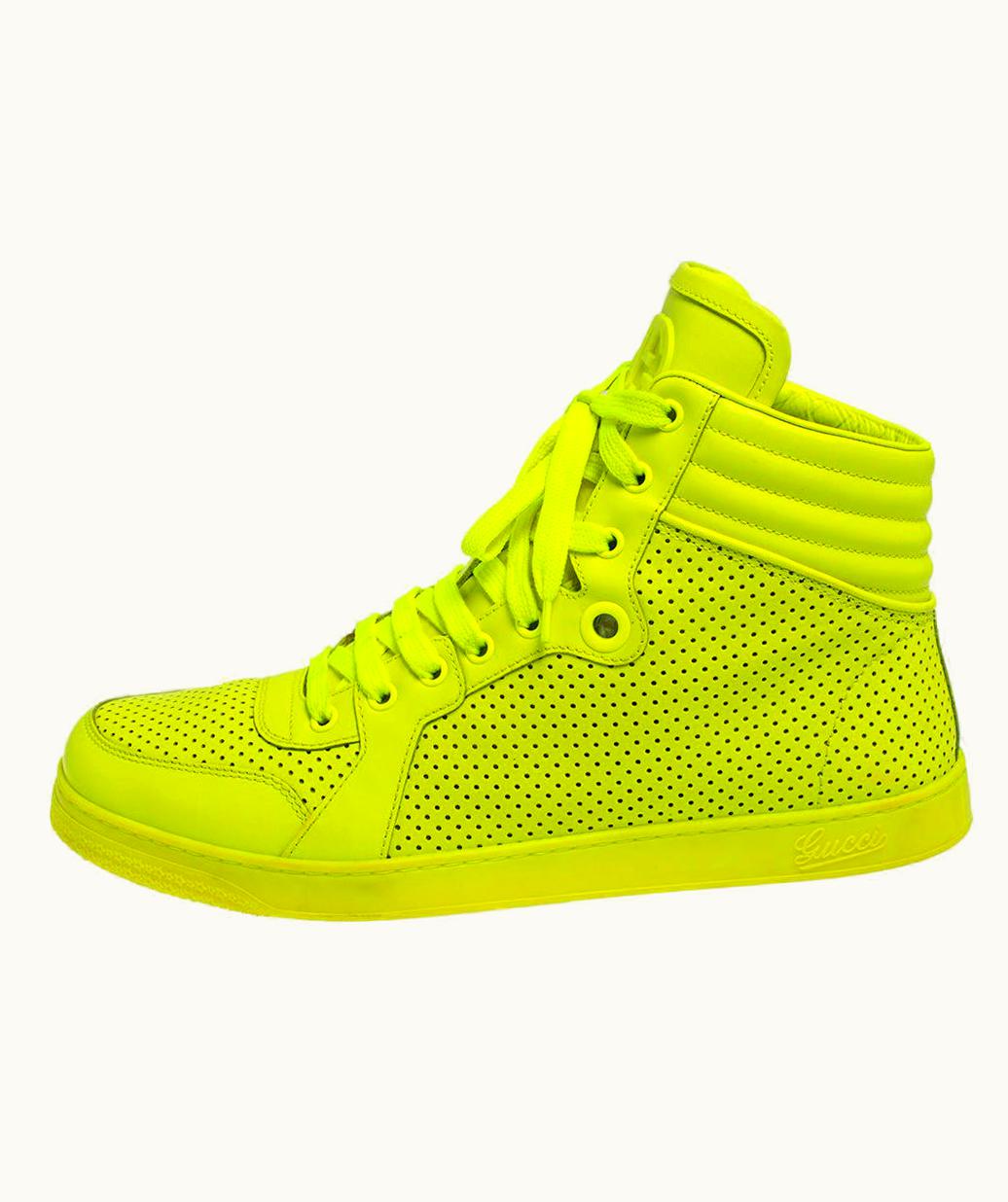 Gucci Gucci Neon Green Leather High-Top Sneakers