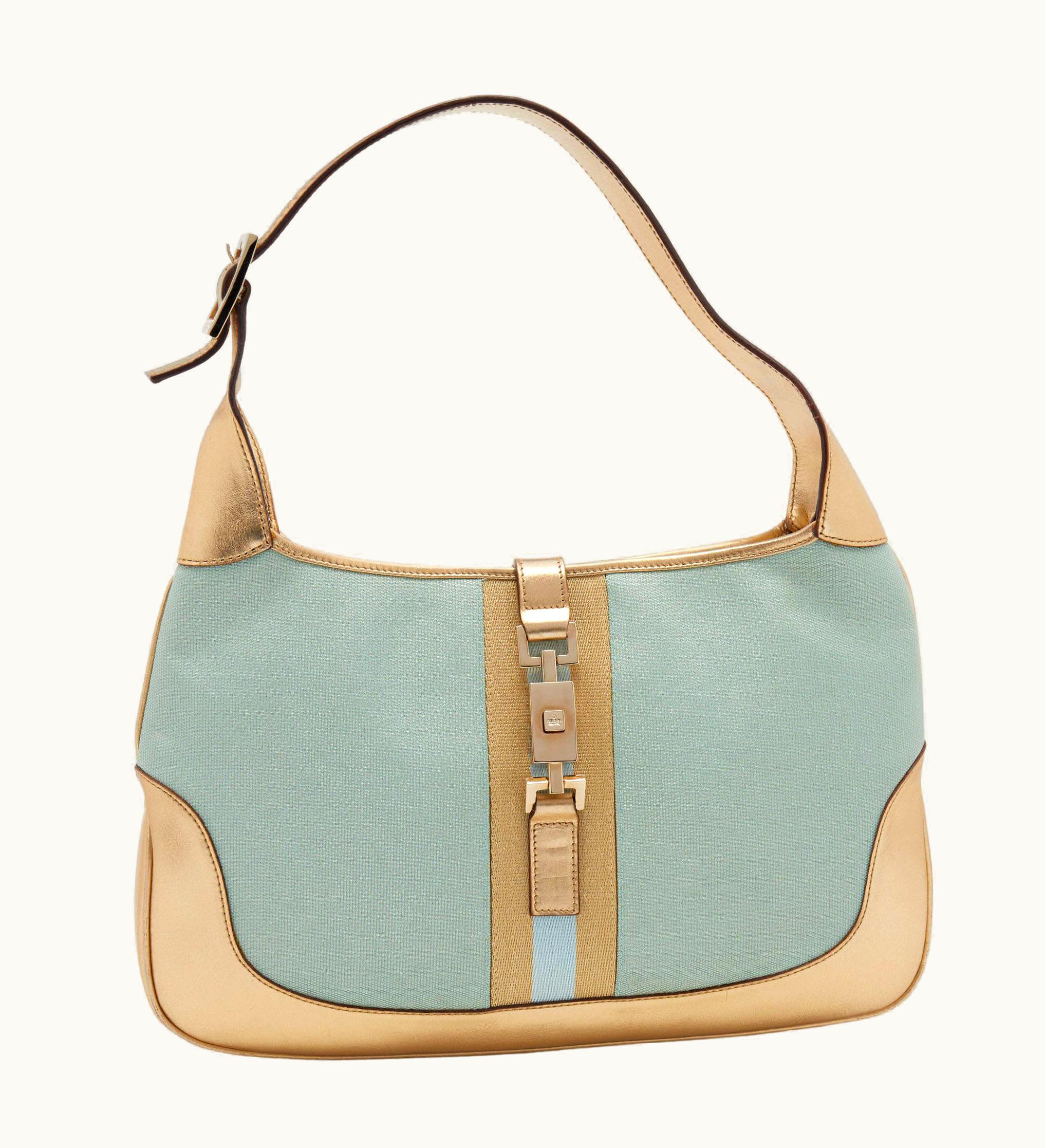 Gucci Gucci Blue/Gold Canvas And Leather Jackie O Hobo UZ0575143