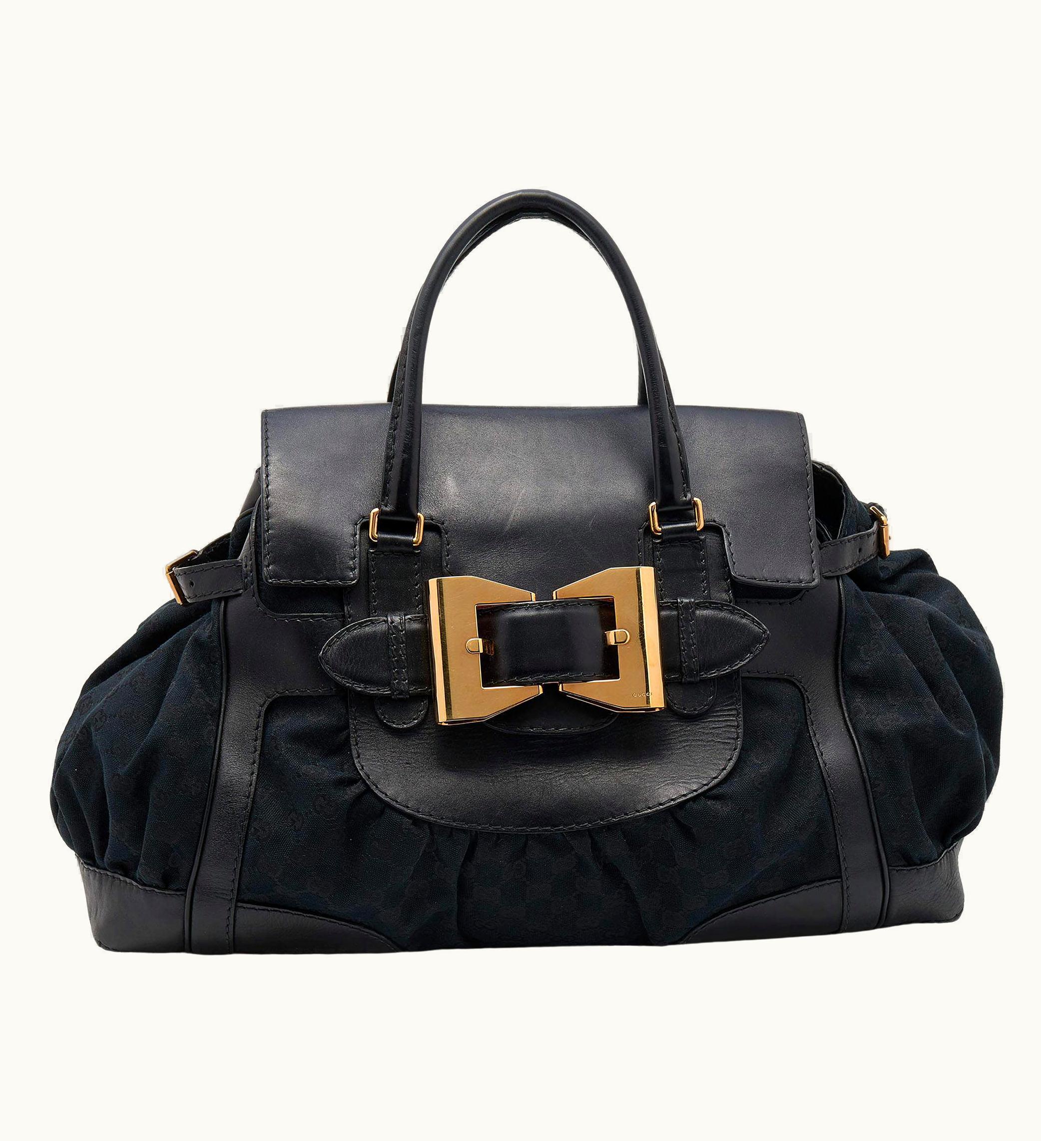 Gucci Gucci Black Gg Canvas And Leather Large Queen Tote