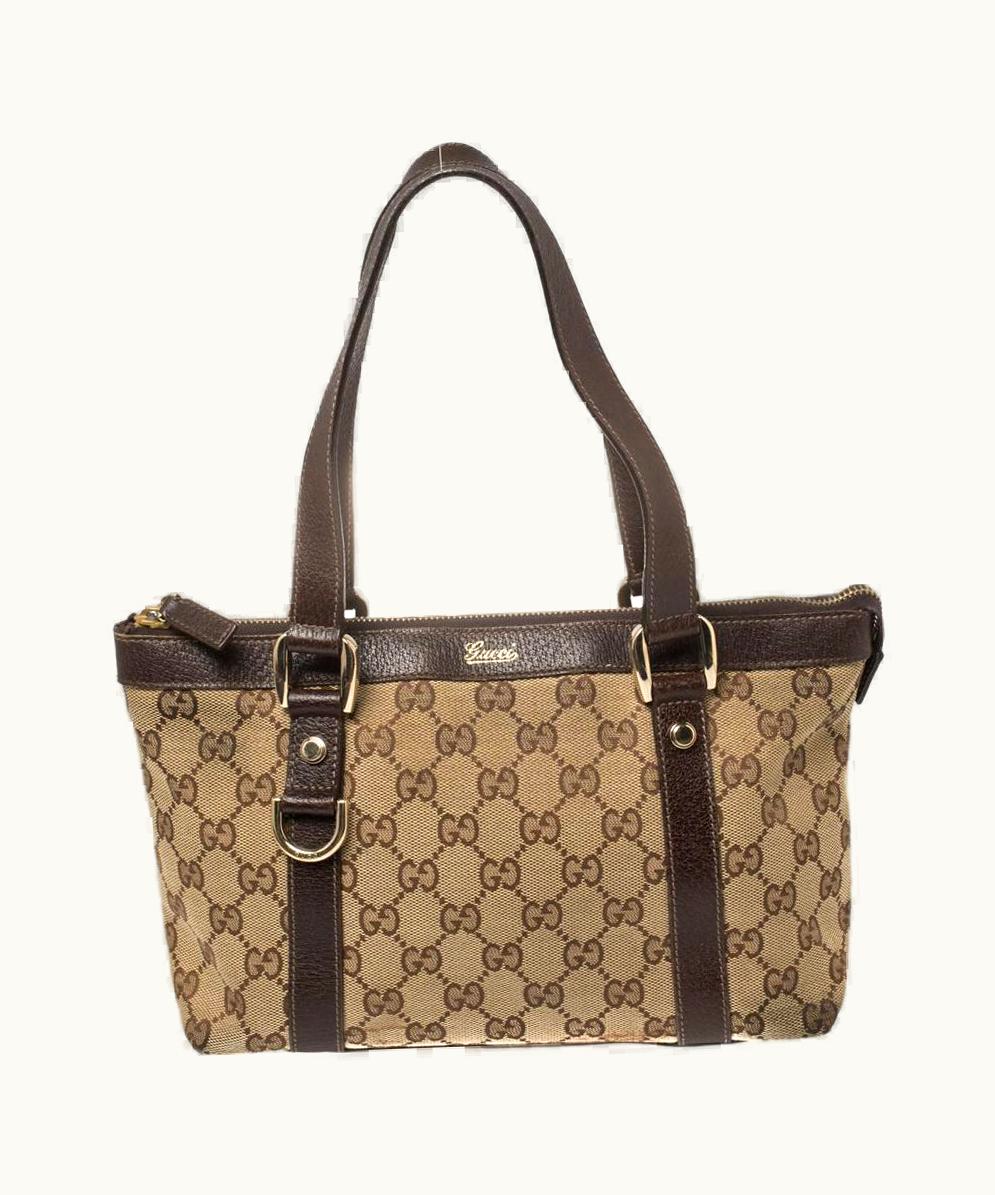 Gucci Gucci Beige/Brown Gg Canvas And Leather Abbey Tote