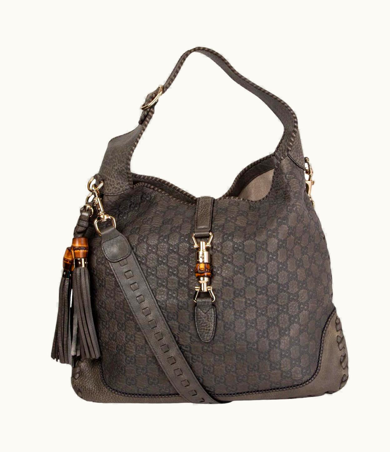 Gucci Gucci Grey Guccissima Leather Jackie Large Hobo Bag