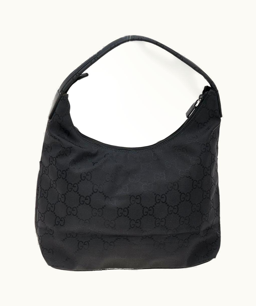 Gucci Gucci Black Nylon And Leather Bamboo Handle Hobo