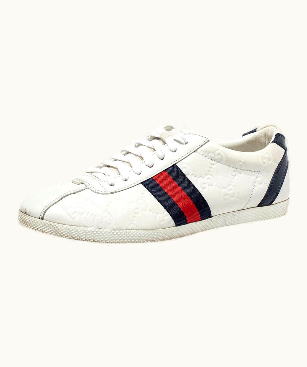 Gucci Gucci White Guccissima Leather Lace Up Sneakers