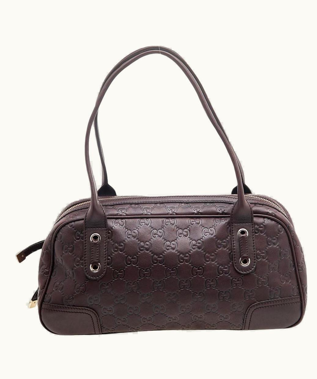 Gucci Gucci Dark Brown Guccissima Leather Princy Gg Boston Bag