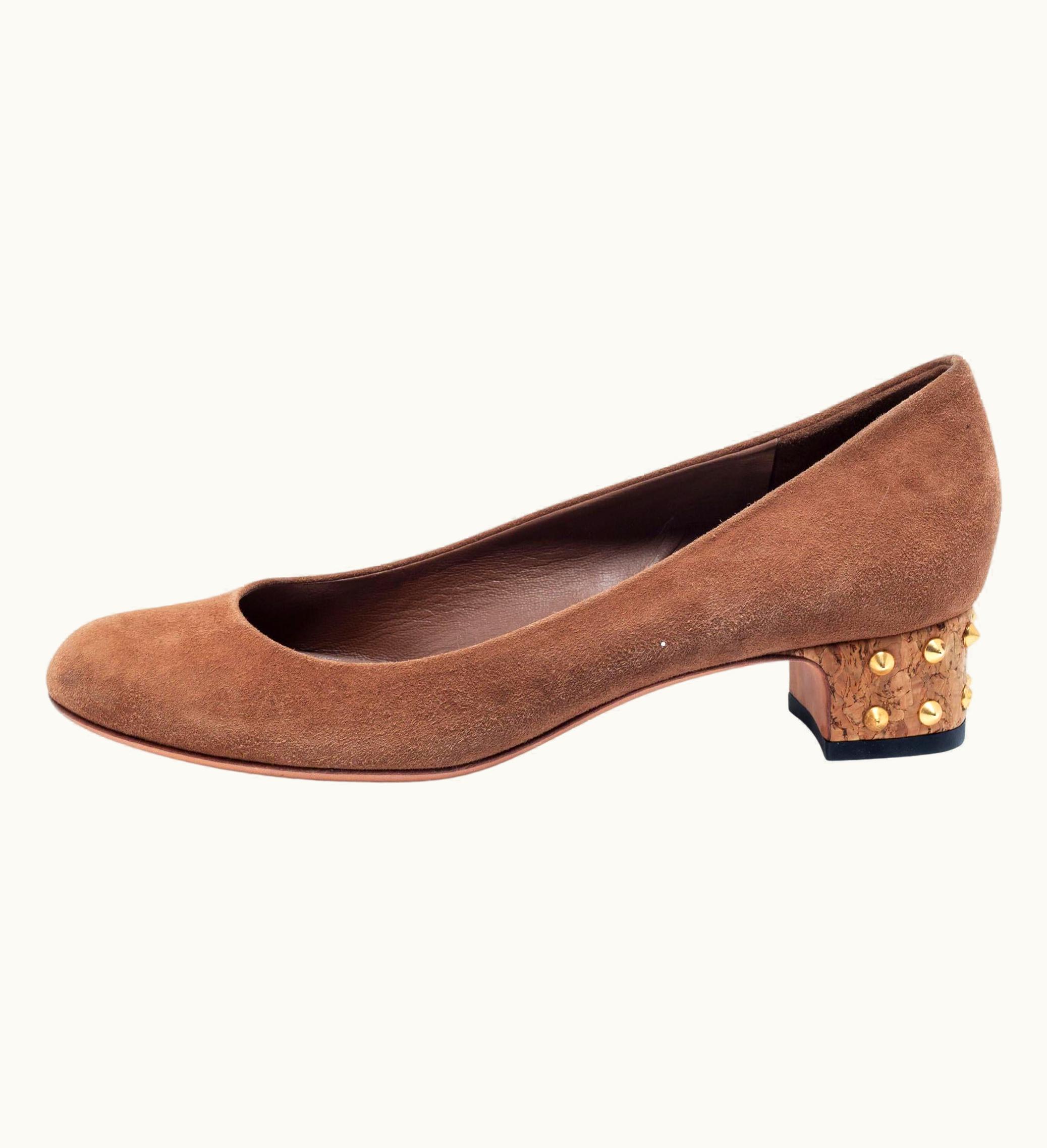 Gucci Gucci Brown Suede Spike Ballet Flats