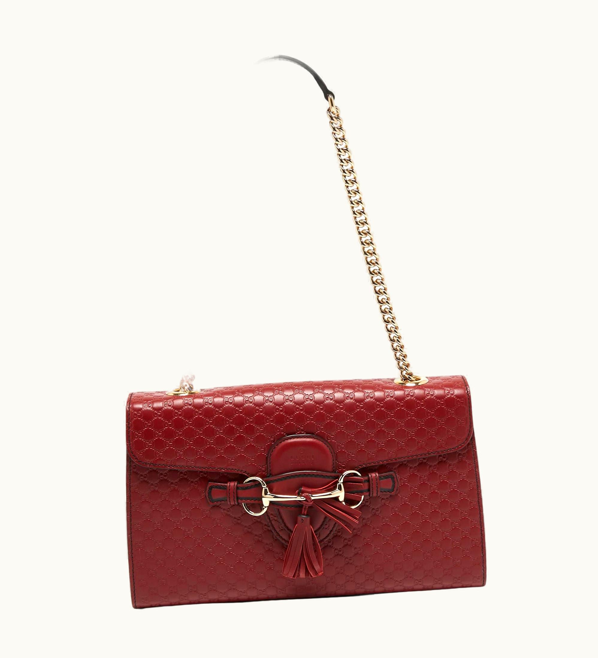Gucci Gucci Red Microguccissima Leather Medium Emily Shoulder Bag