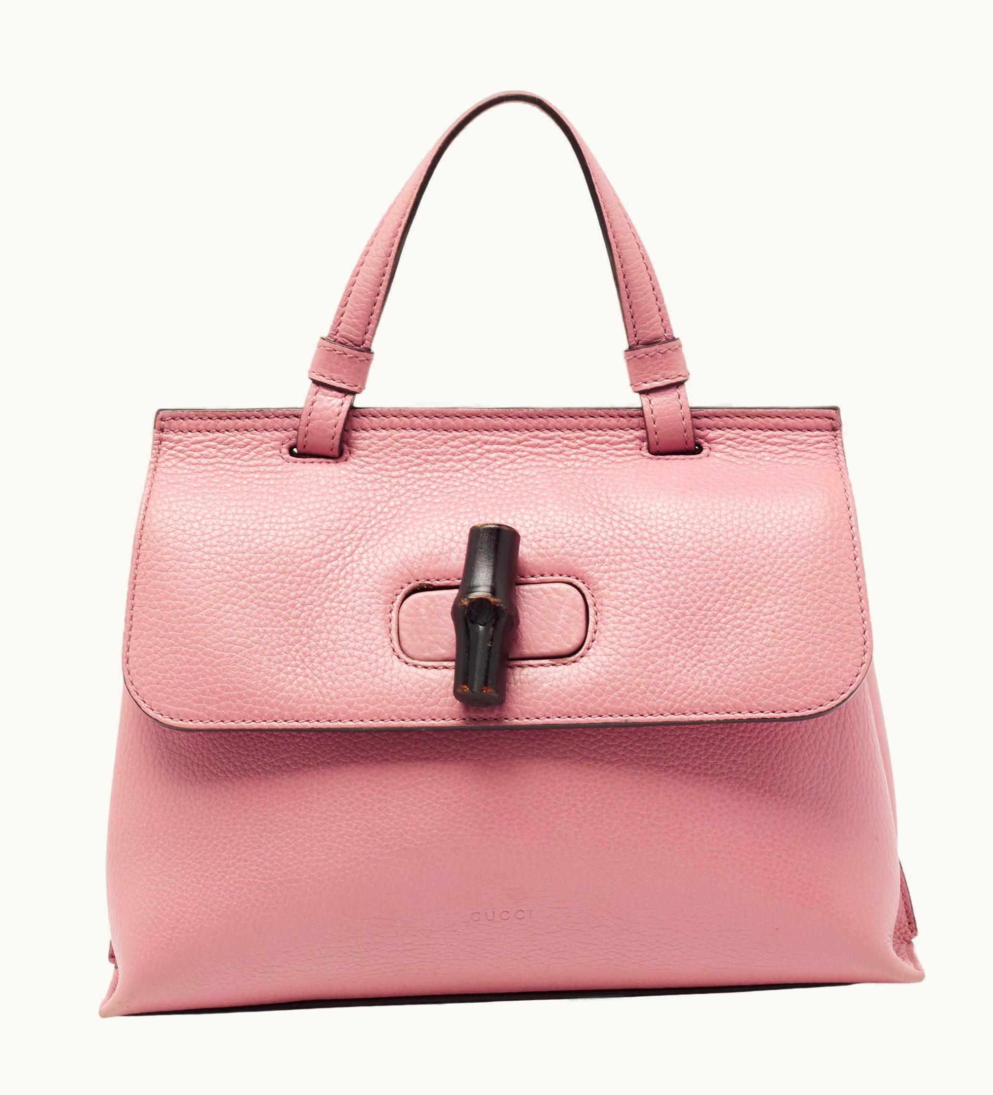 Gucci Gucci Pink Leather Small Bamboo Daily Top Handle Bag UZ0575177