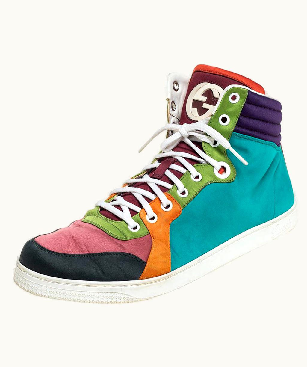 Gucci Gucci Multicolor Satin Coda High Top Sneakers