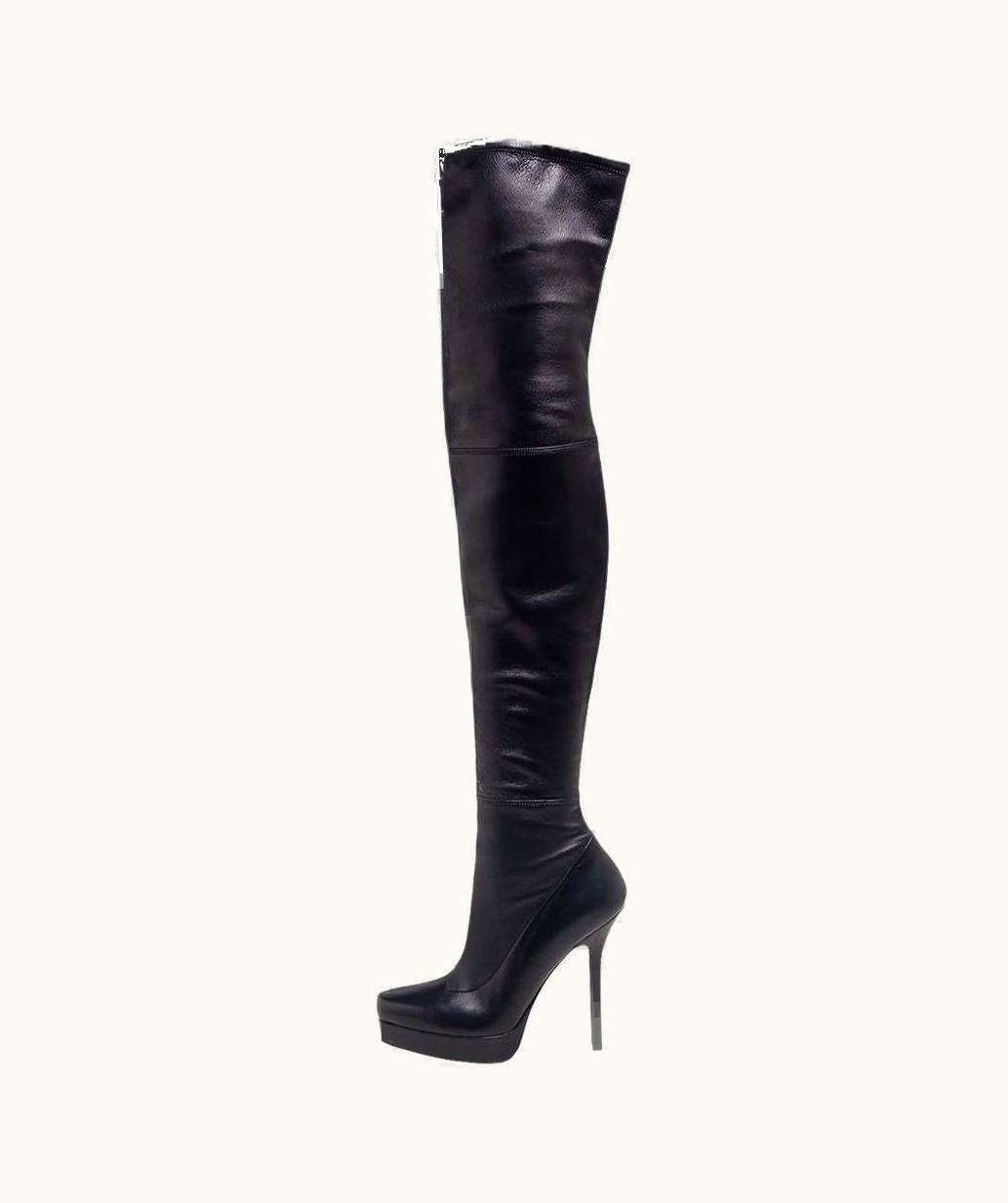 Gucci Gucci Black Leather Platform Over The Knee Boots UZ0575195