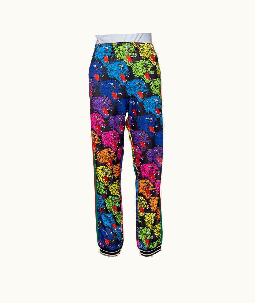 Gucci Gucci Multicolor Panther Face Printed Jersey Technical Jogger Pants