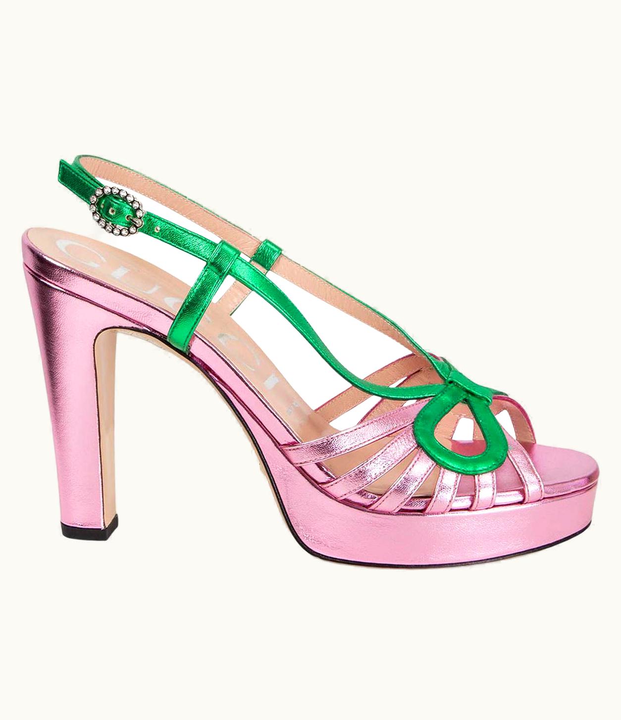 Gucci Gucci Metallic Green & Pink 2018 Zephyra Platform Sandals Shoes