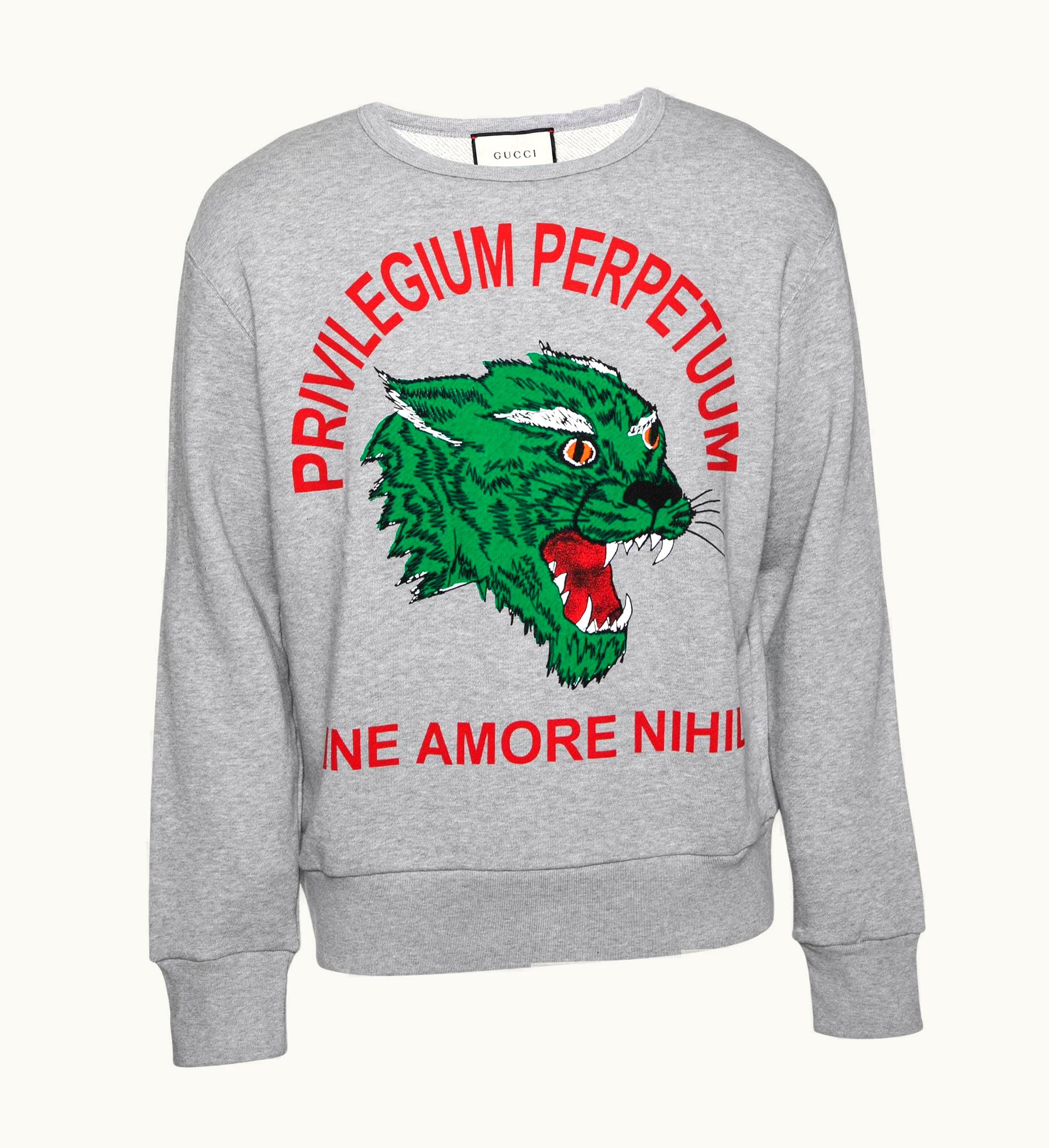 Gucci Gucci Grey Knit Privilegium Perpetuum Crew Neck Sweatshirt