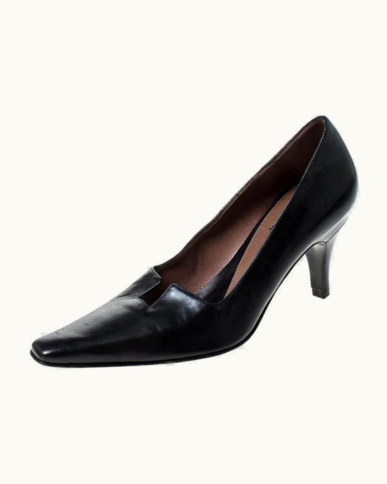 Gucci Gucci Black Leather Square Toe Pumps