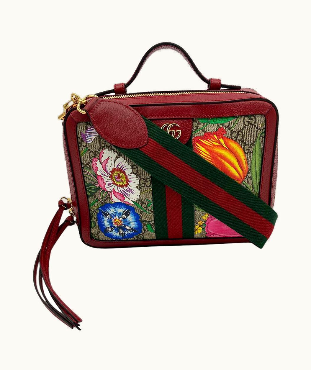 Gucci Gucci Ophidia Gg Supreme Flora Zip Around Camera Bag-NEW