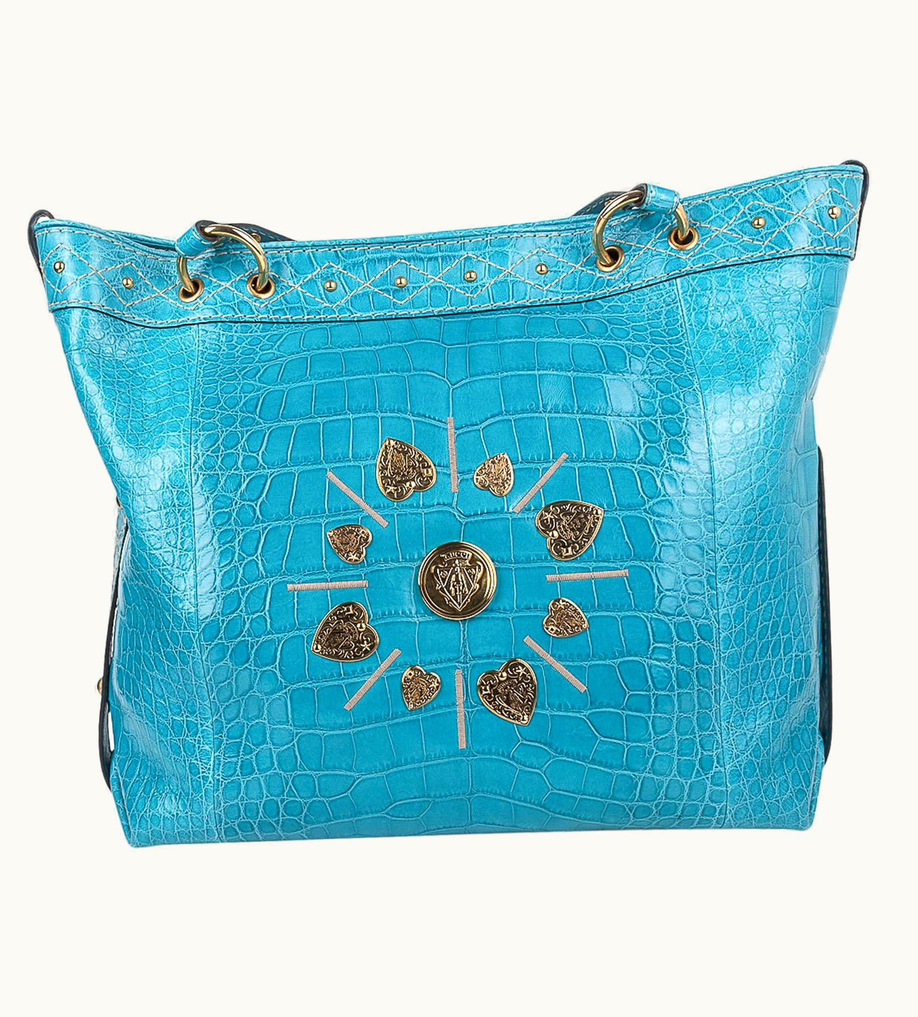 Gucci Gucci Exclusive Limited Edition Turquoise Crocodile Irina Tote Bag New
