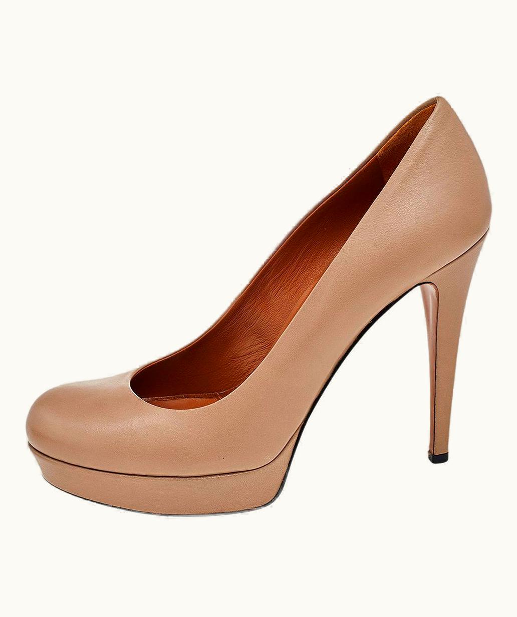 Gucci Gucci Beige Leather Charlotte Platform Pumps