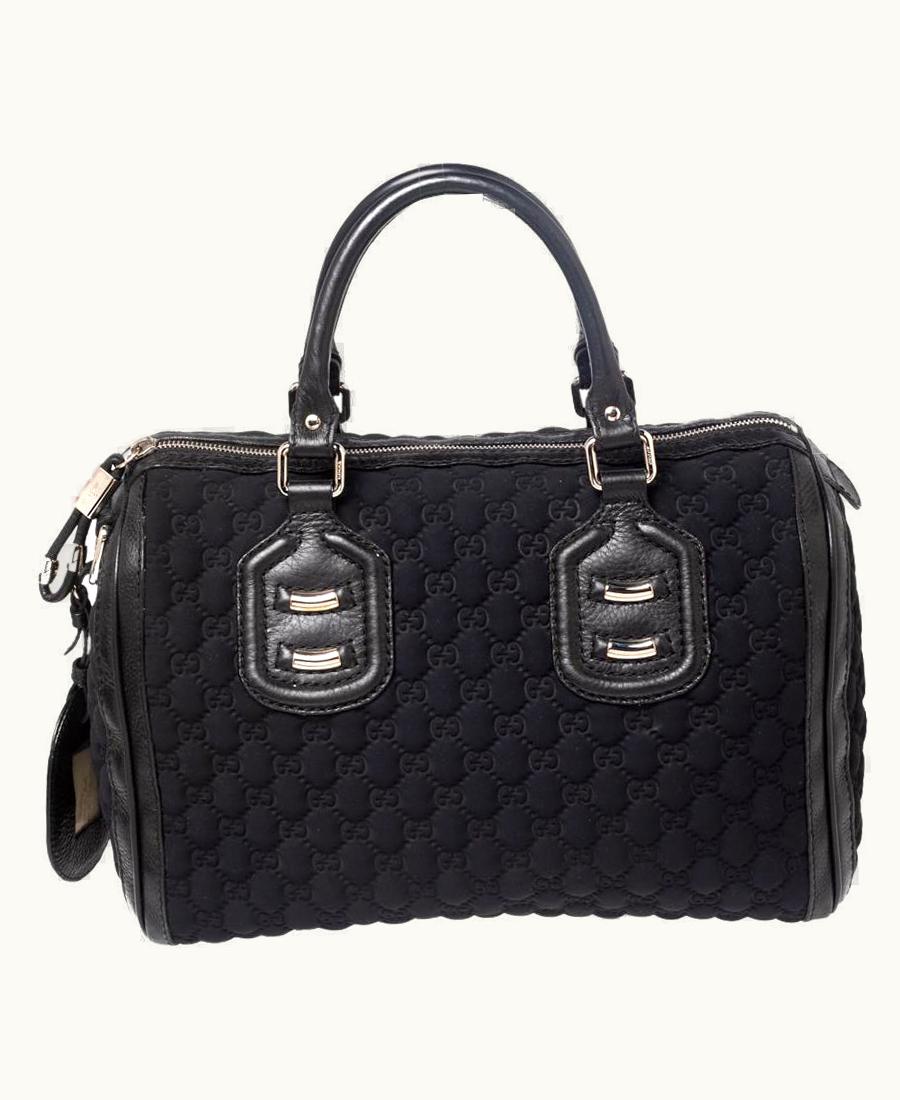 Gucci Gucci Black Gg Neoprene And Leather Medium Joy Boston Bag