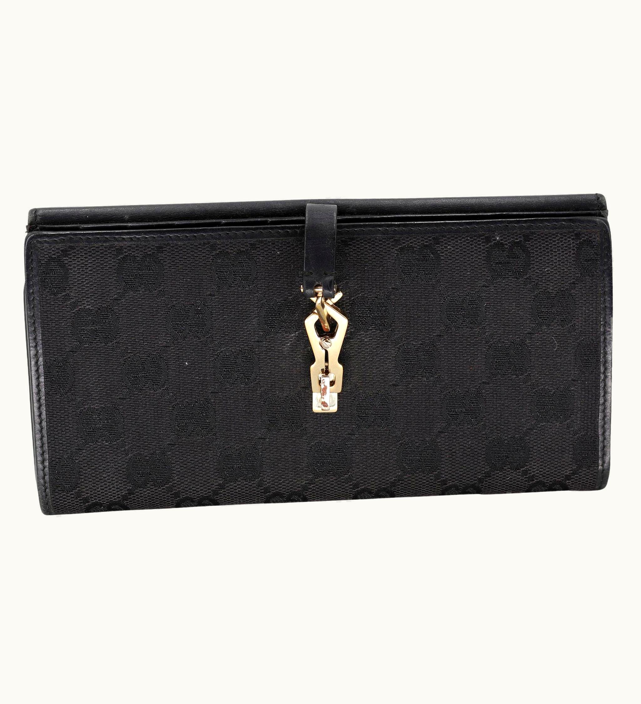Gucci Gucci Jackie Gg Logo Canvas Long Wallet Gg-w1004p-a003