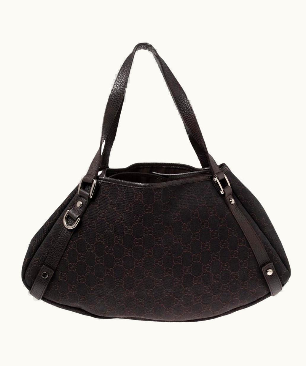 Gucci Gucci Chocolate Brown Gg Canvas And Leather Trim Abbey Tote