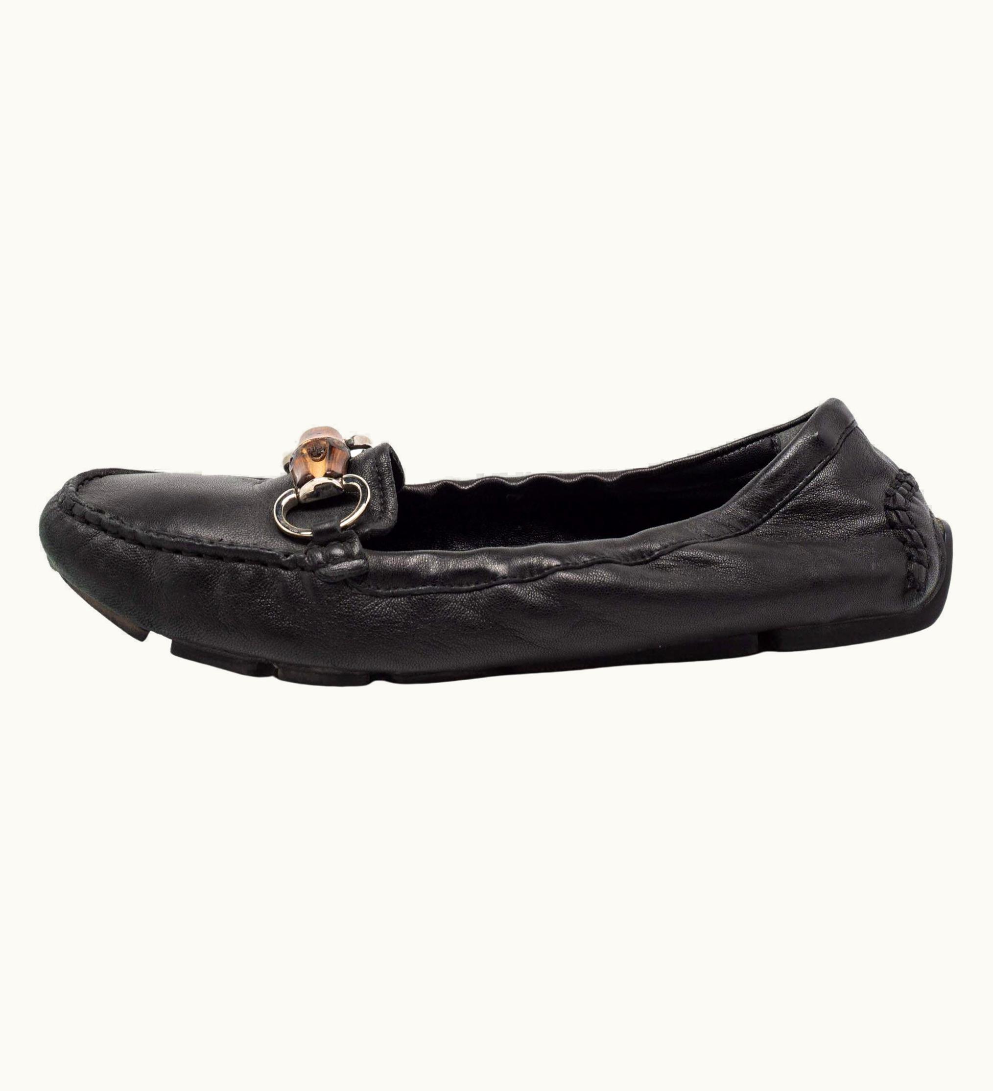 Gucci Gucci Black Leather Bamboo Horsebit Loafers