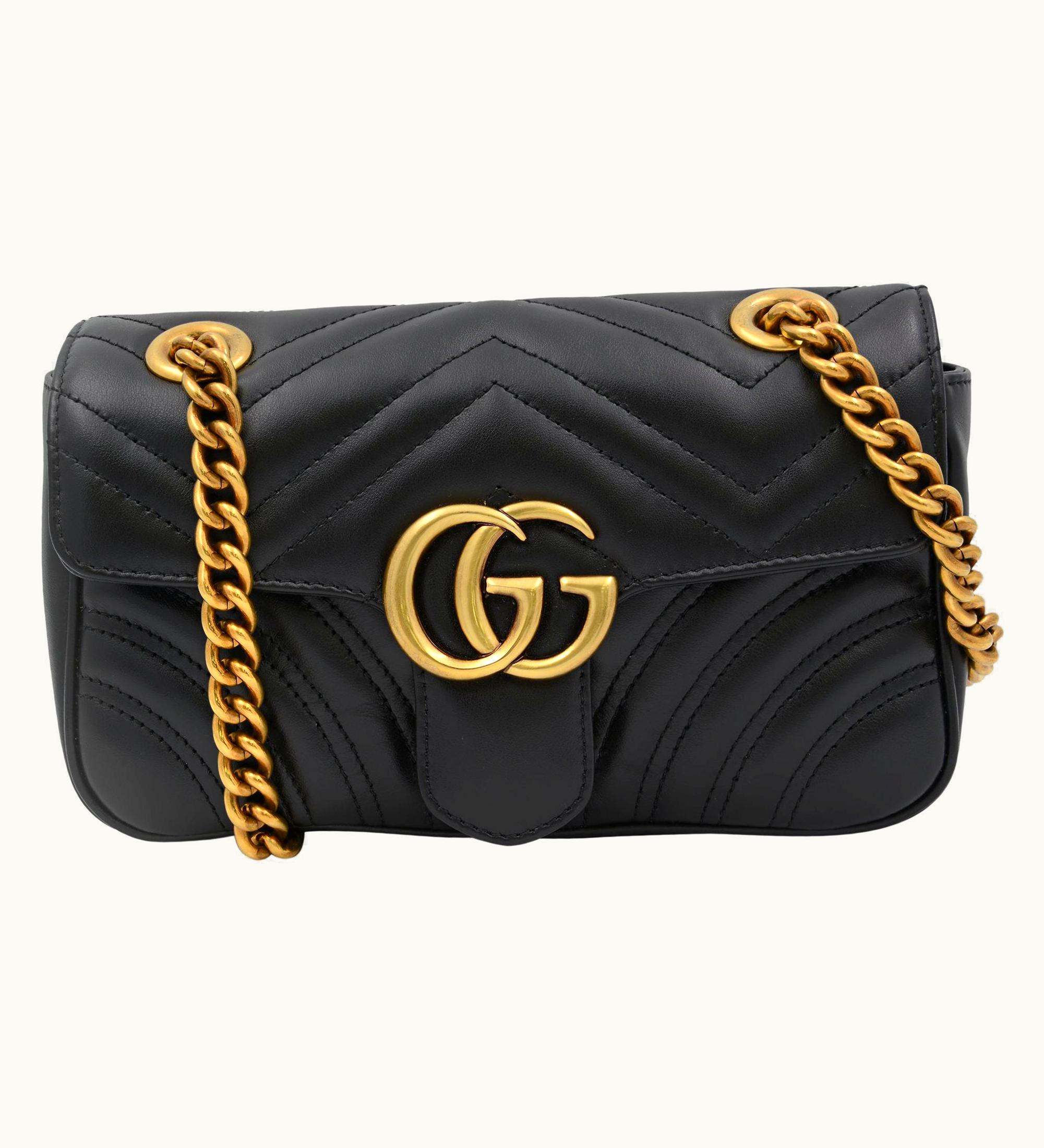 Gucci Gucci Gg Marmont Matelasse Black Leather Mini Shoulder Bag