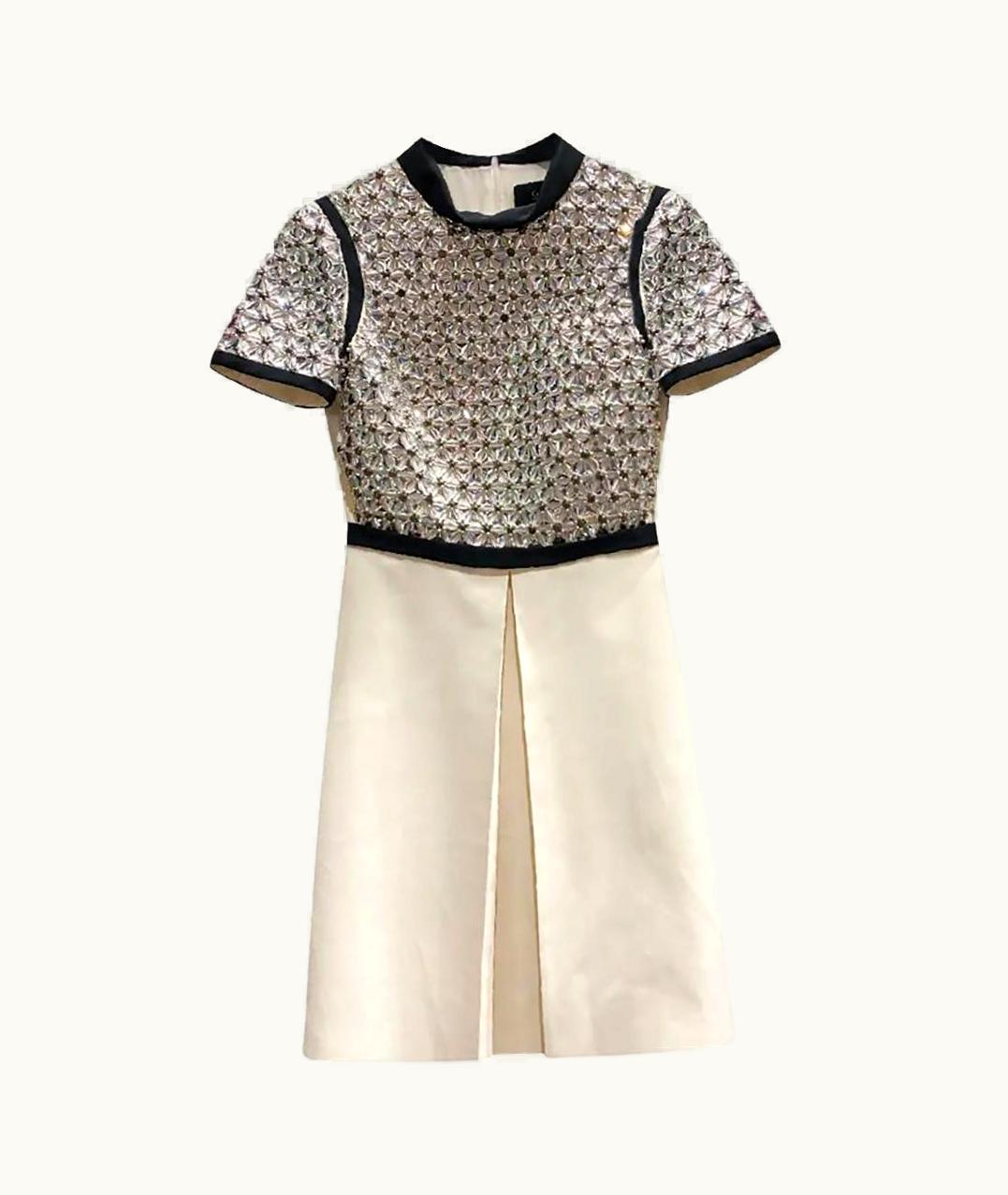 Gucci AW 2014 Gucci Ivory Embellished Silk Dress