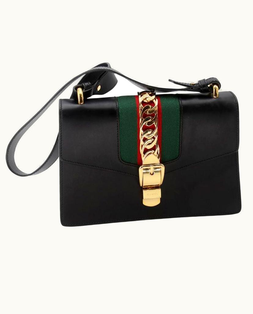 Gucci Gucci Chain Link Leather Sylvie Shoulder Bag Gg-0611n-0002