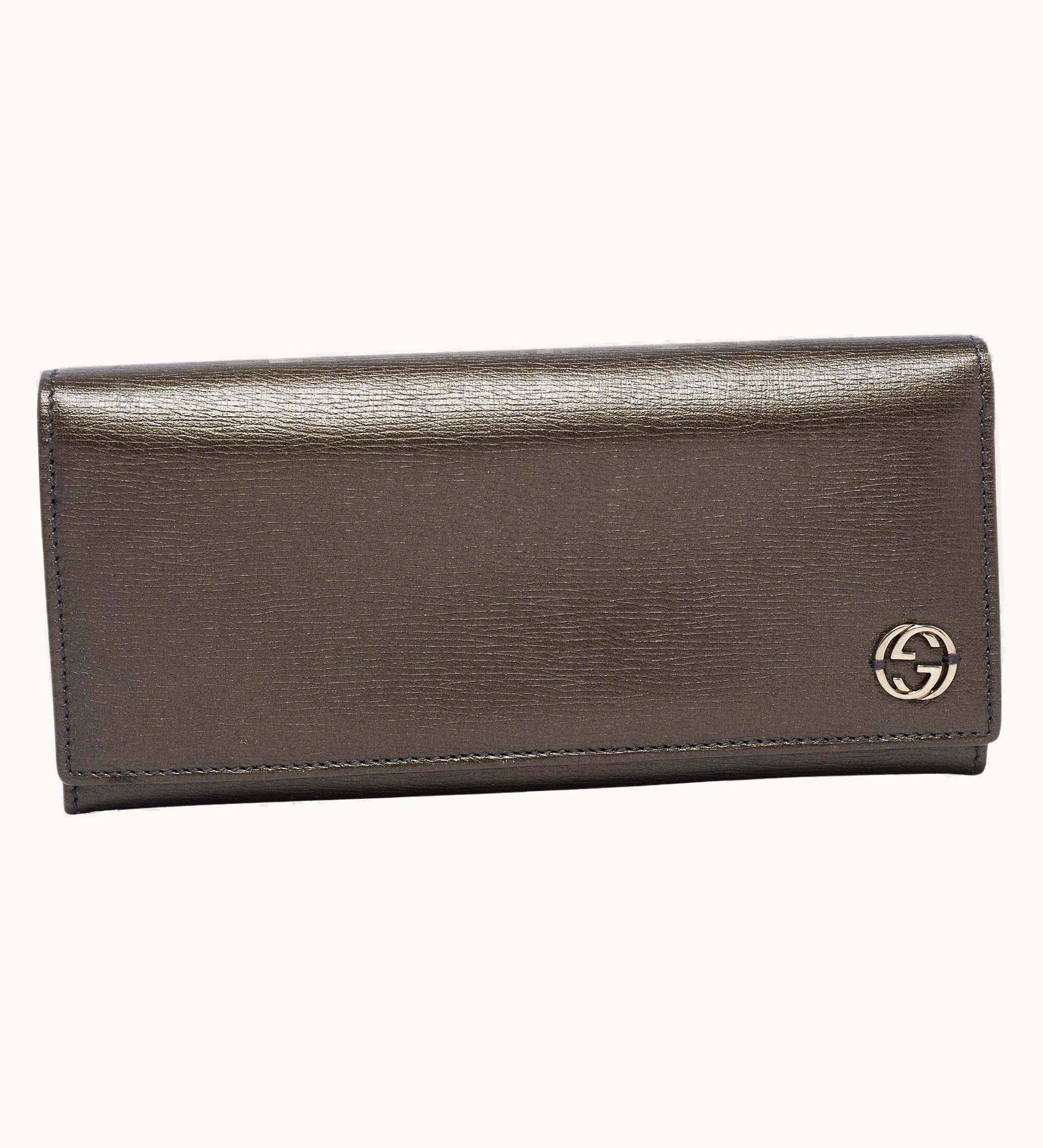 Gucci Gucci Dark Grey Leather Gg Marmont Long Bifold Wallet