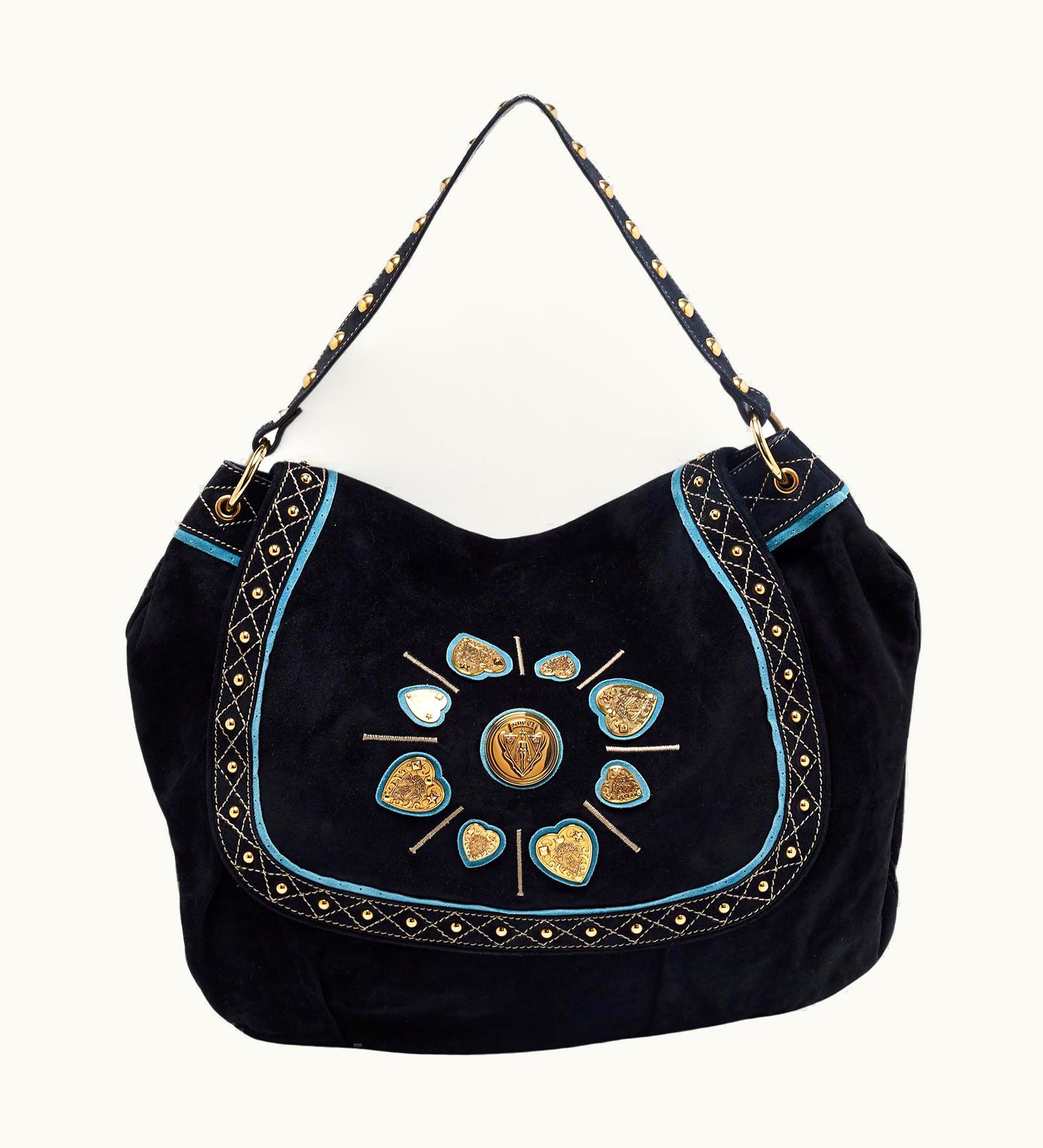 Gucci Gucci Two Tone Blue Suede And Leather Large Irina Shoulder Bag
