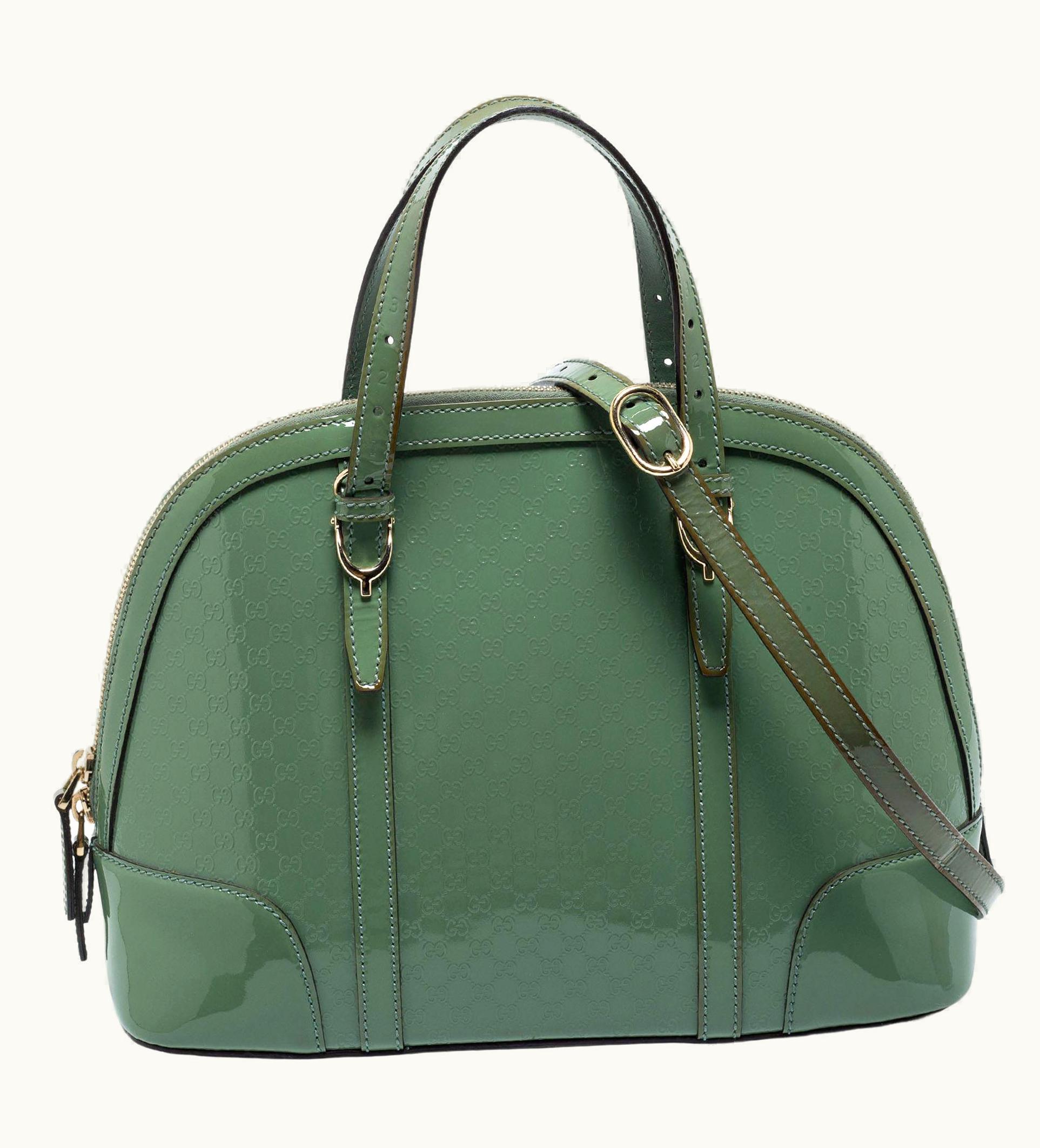 Gucci Gucci Green Microguccissima Patent Leather Nice Dome Satchel